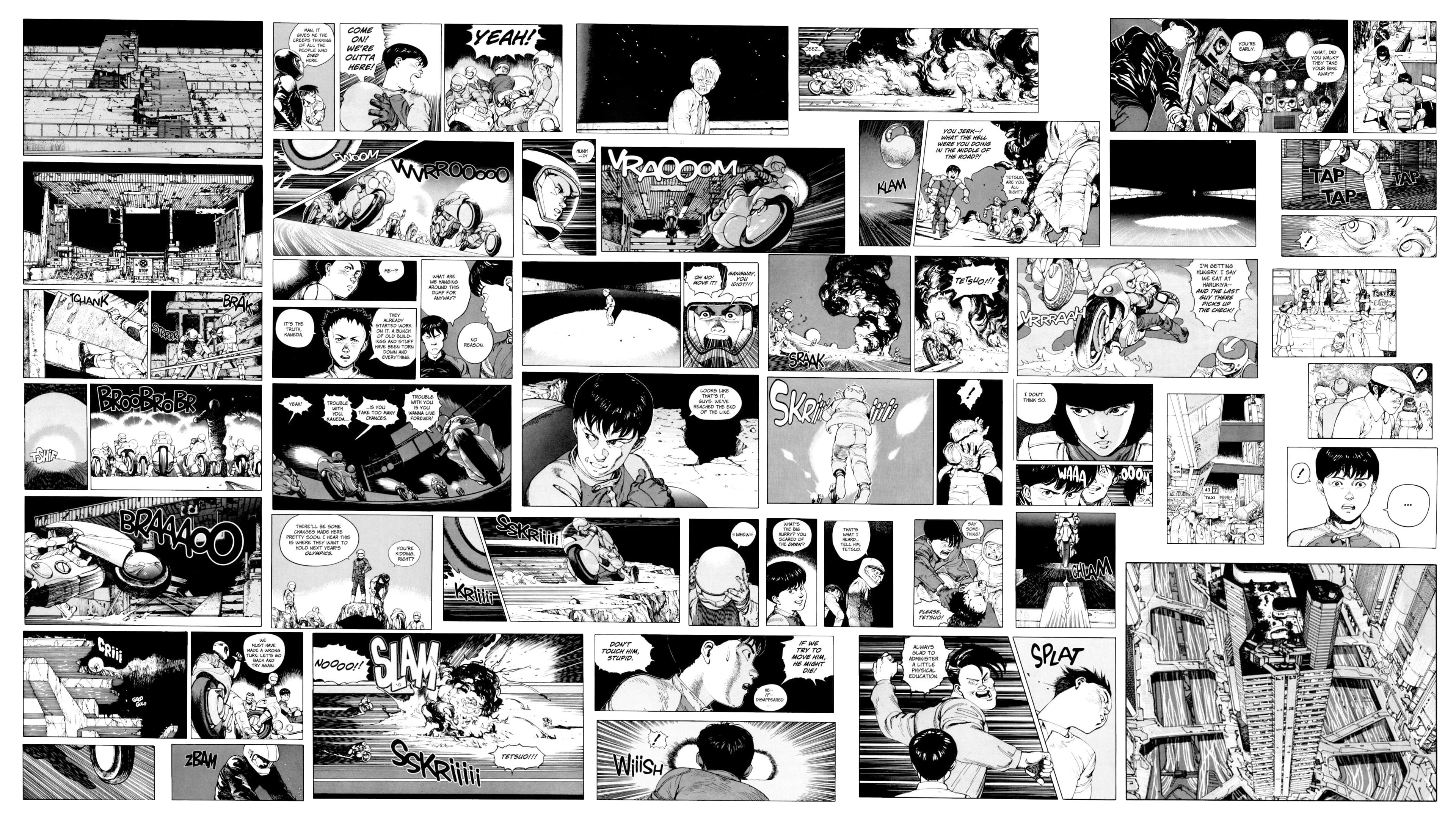 Manga book page, Akira, anime, manga, monochrome HD wallpaper