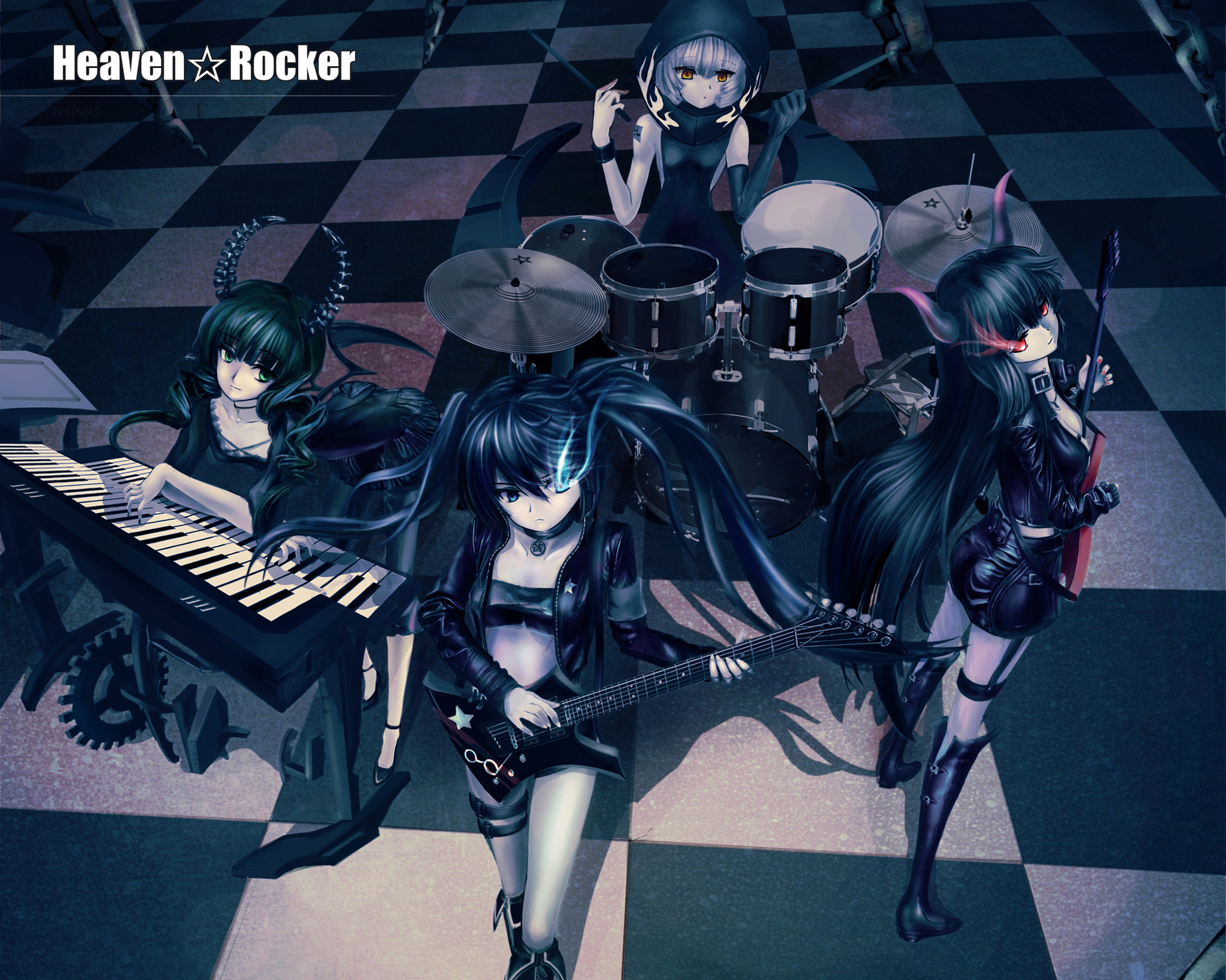 Anime Girl Rockband, mike, rock, music, band, zepplin, guitar, anime,  drums, HD wallpaper | Peakpx