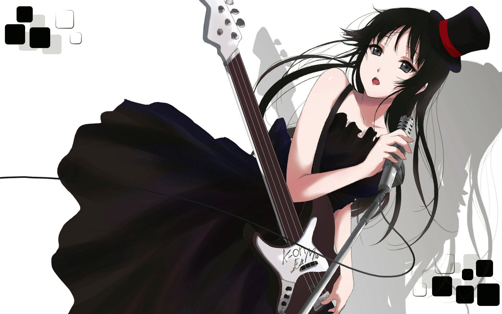 anime, anime girl, cute, dress up, guitar, music, rock