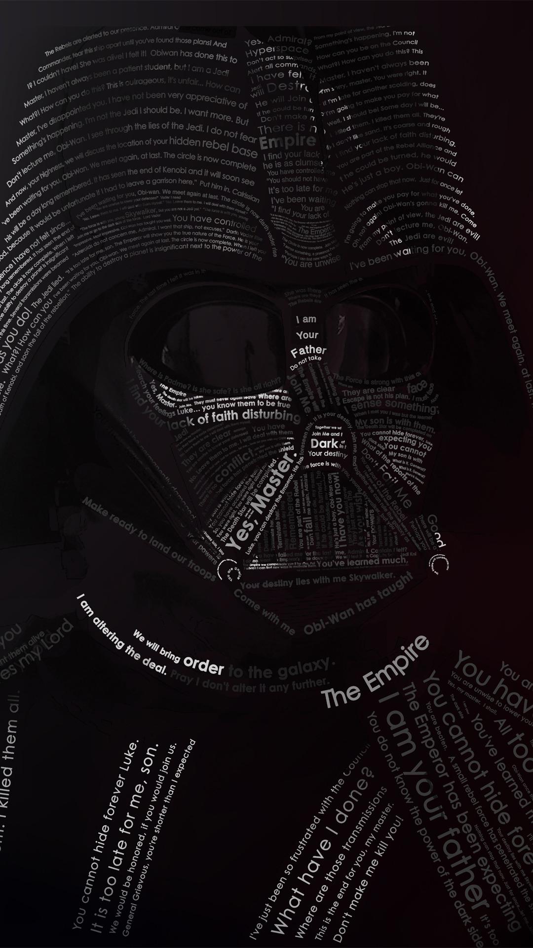 Darth Vader Typography Typography Mobile Wallpaper 1080×1920