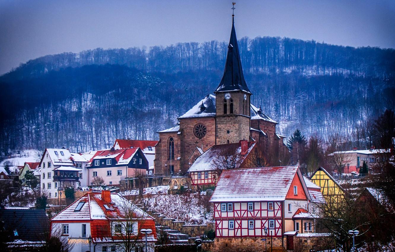 Wallpaper winter, landscape, home, Germany, Church