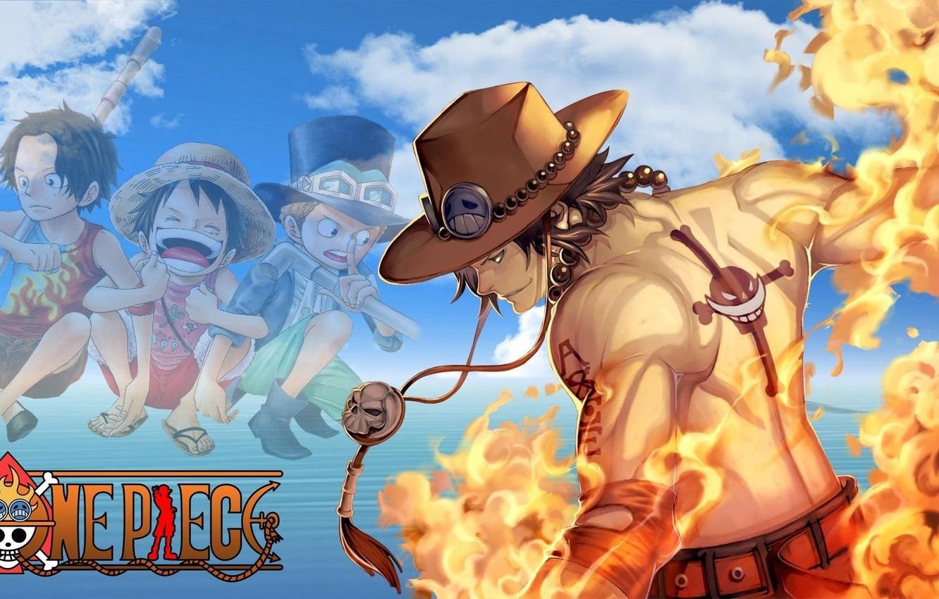 Wallpaper fire, sake, flame, logo, game, One Piece, sky
