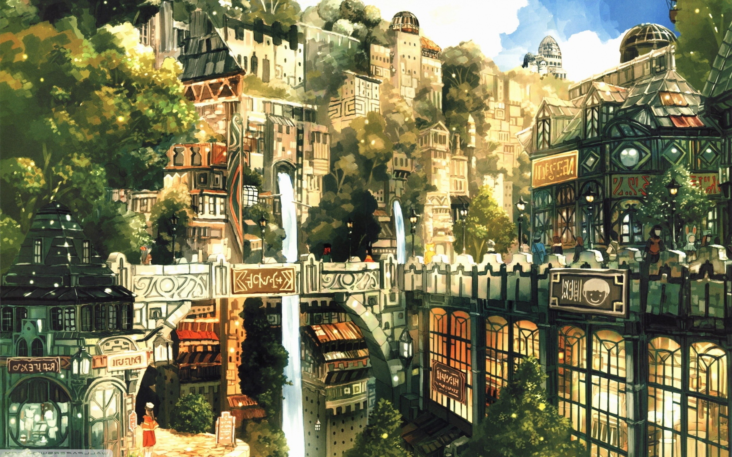 fantasy Art, City, Mountain Wallpaper HD / Desktop