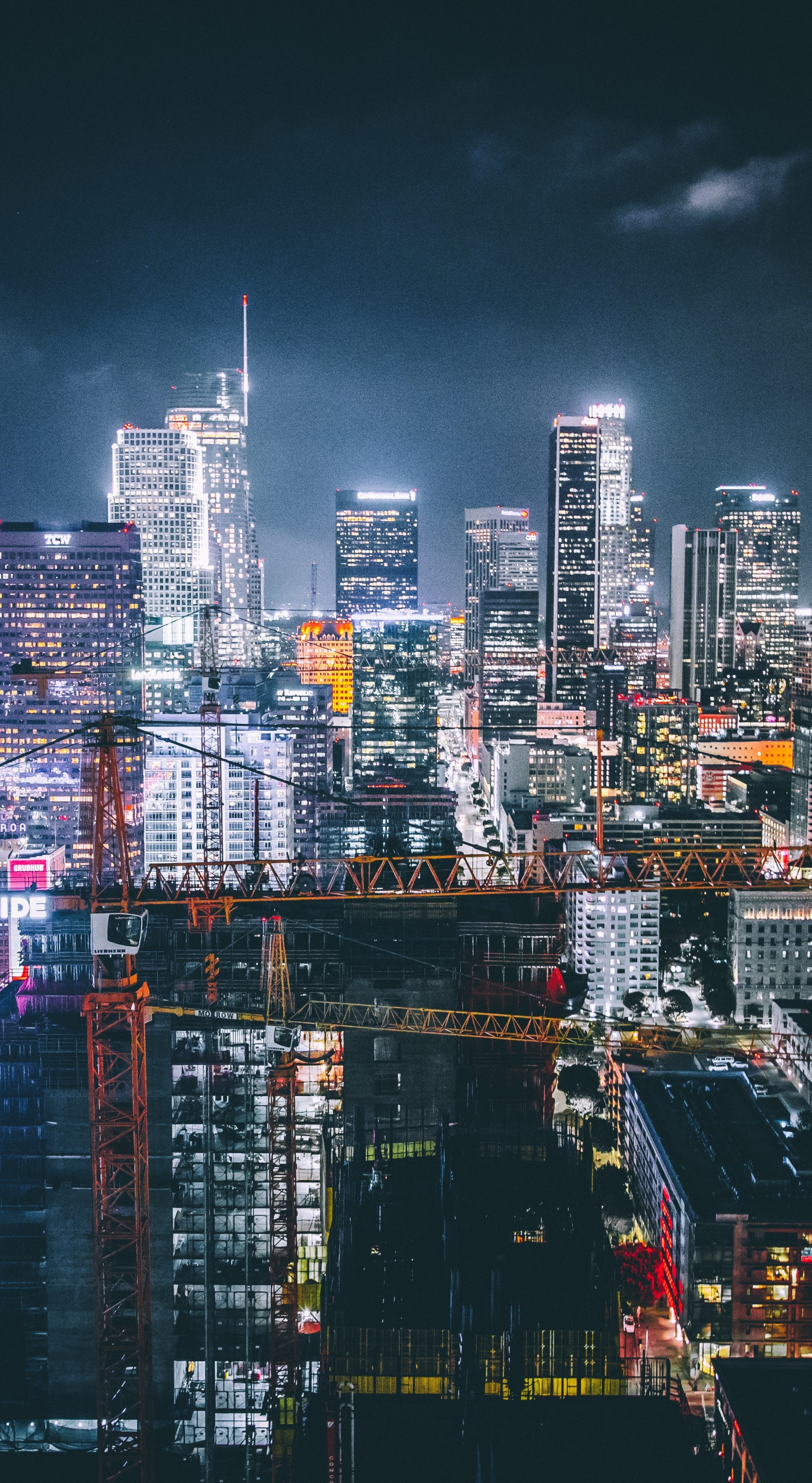 Download 1440x2630 wallpaper buildings, night, los angeles