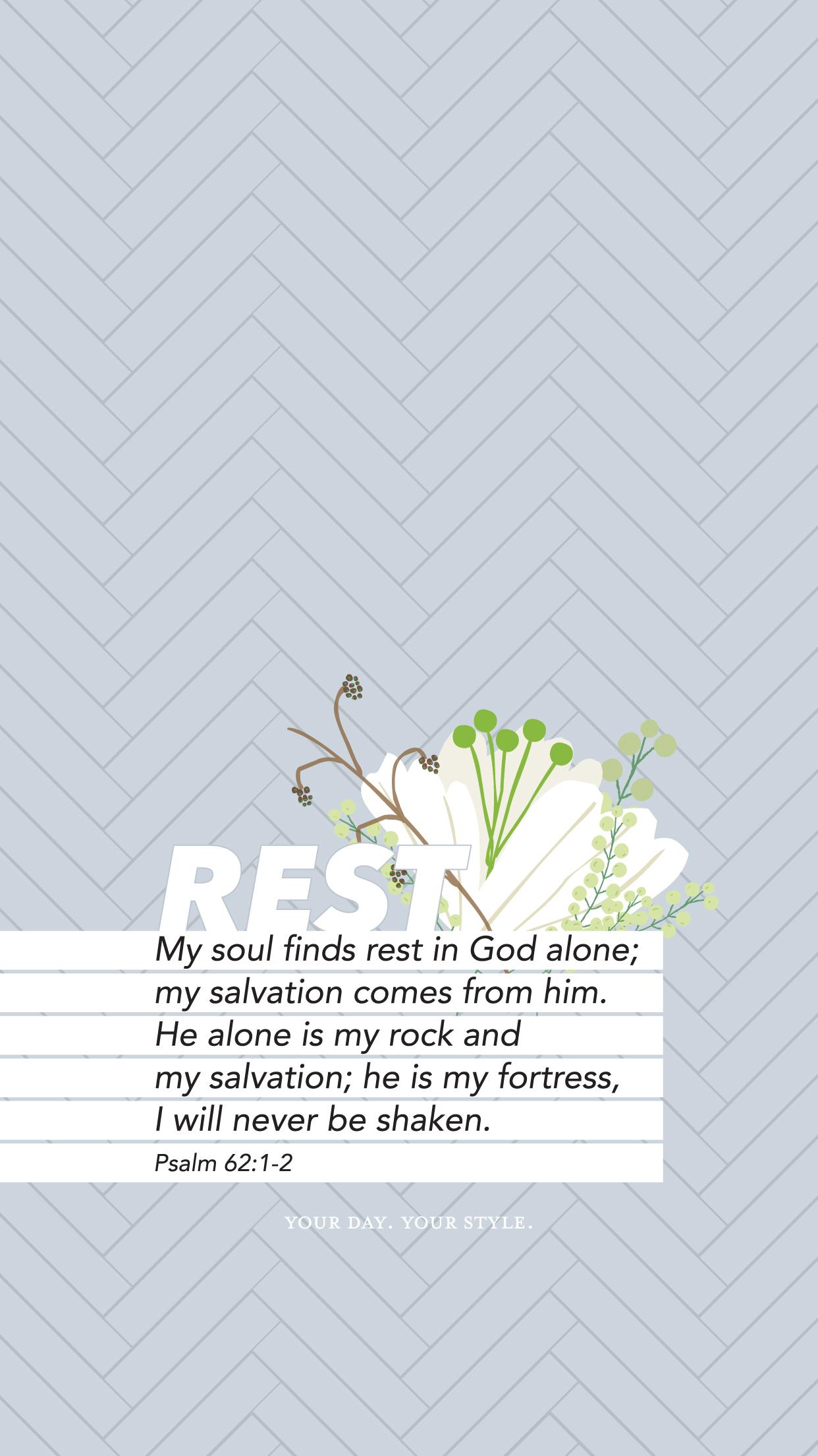 Free screen wallpaper and printable art of Psalm 62 for his