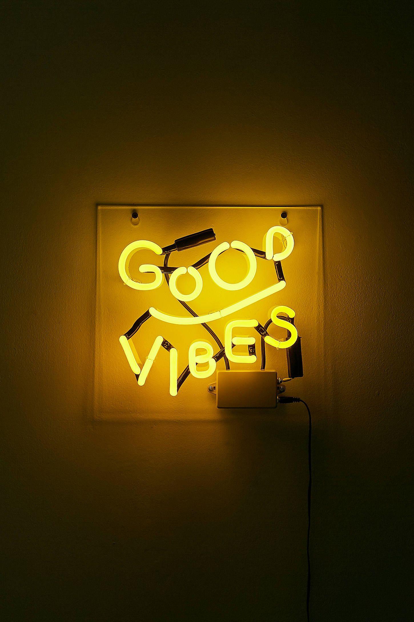 Good Vibes Neon Light. Aesthetic colors, Yellow wallpaper, Shades of yellow color