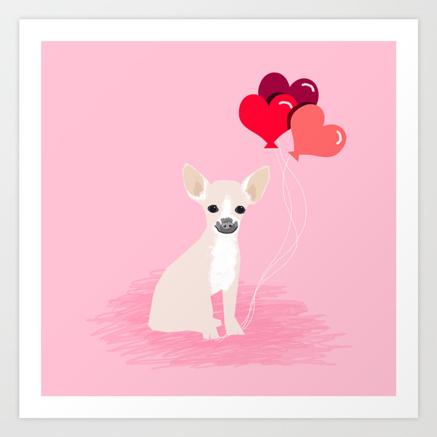 Chihuahua white love hearts valentines day cute gifts for chiwawa lovers pet must haves Art Print
