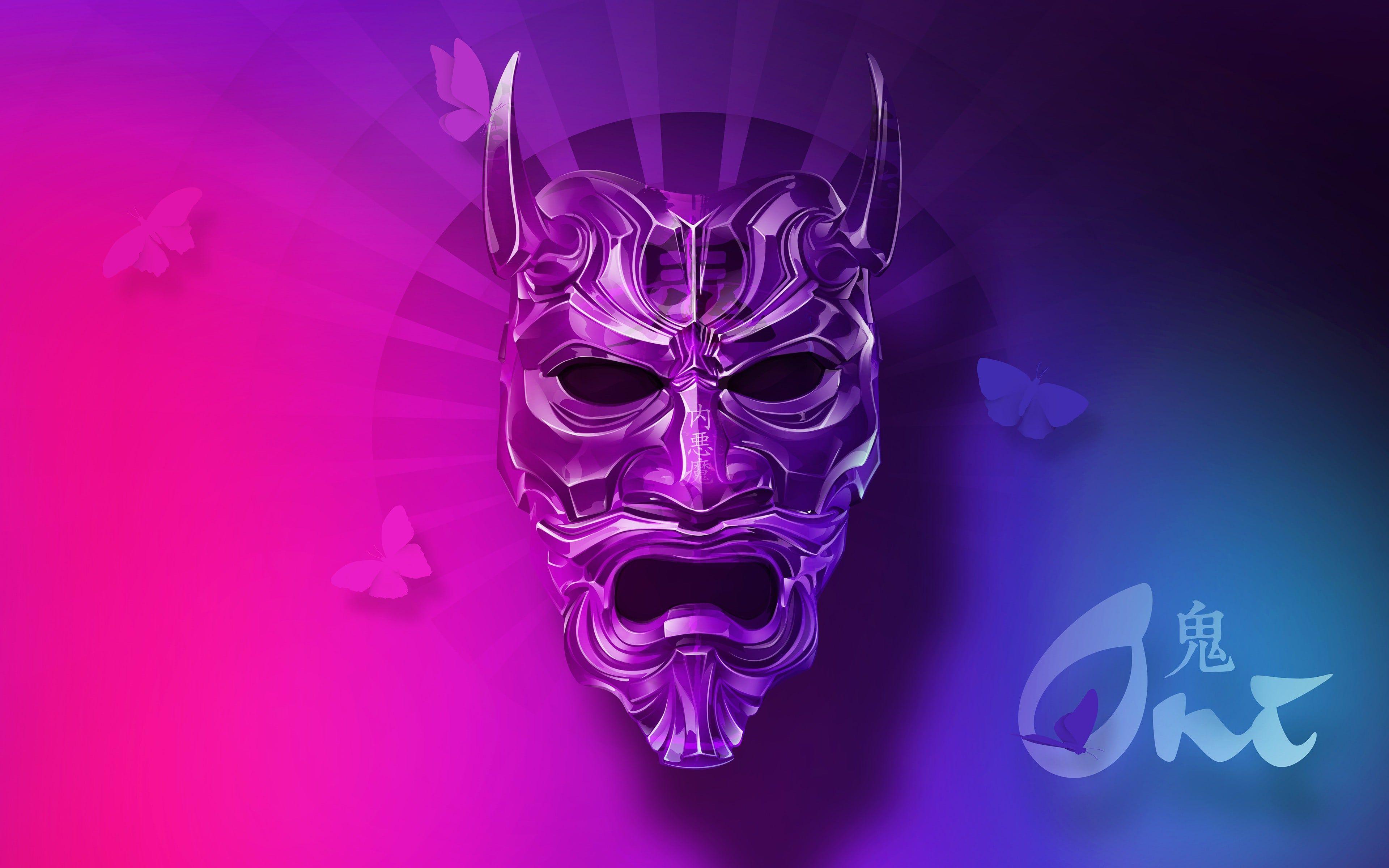 Purple Oni Mask. Oni mask, Art, Black wallpaper iphone