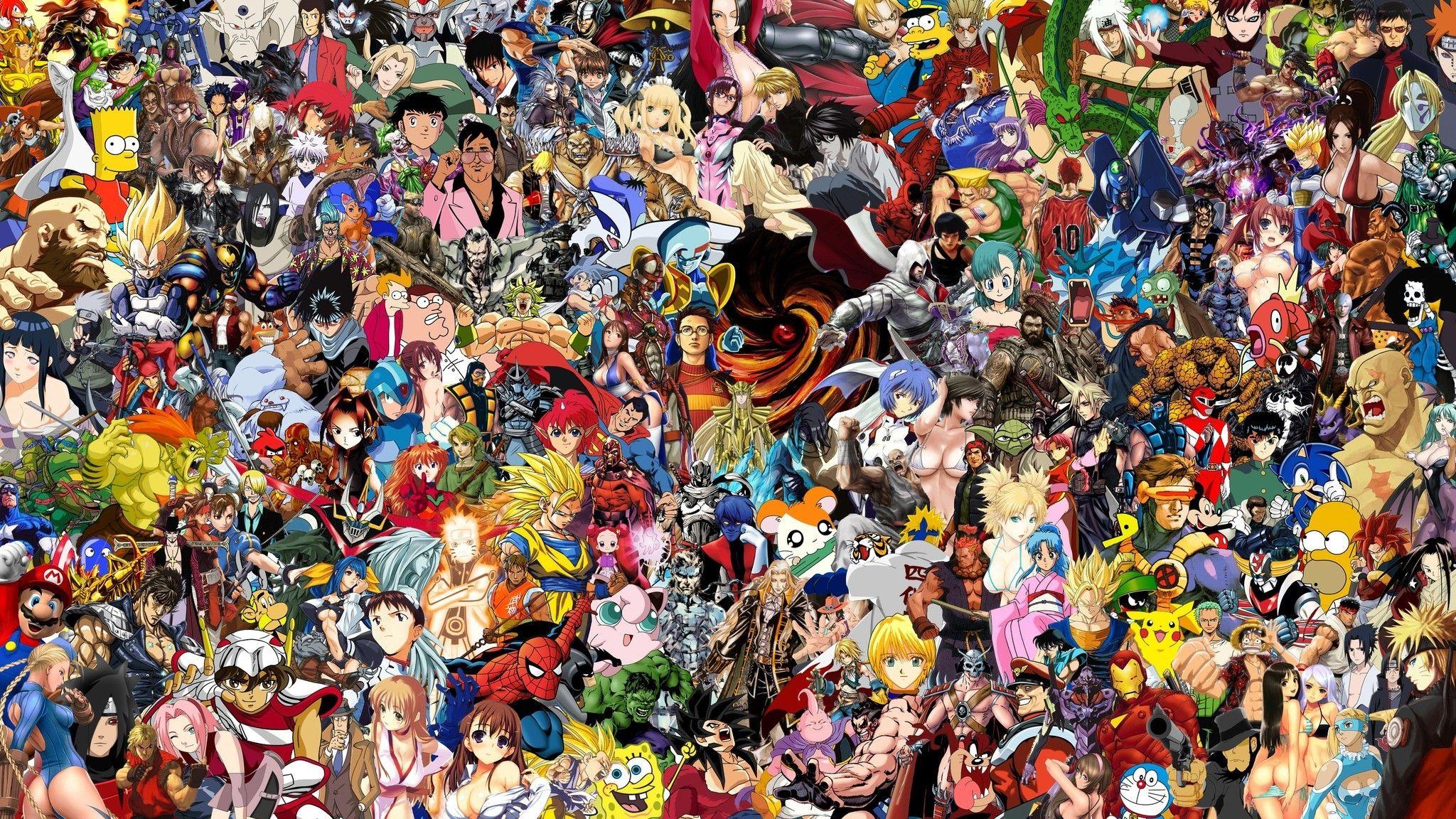 Insane Anime Cartoon Video Game Montage Wallpaper. Retro games wallpaper, Anime wallpaper, Character wallpaper