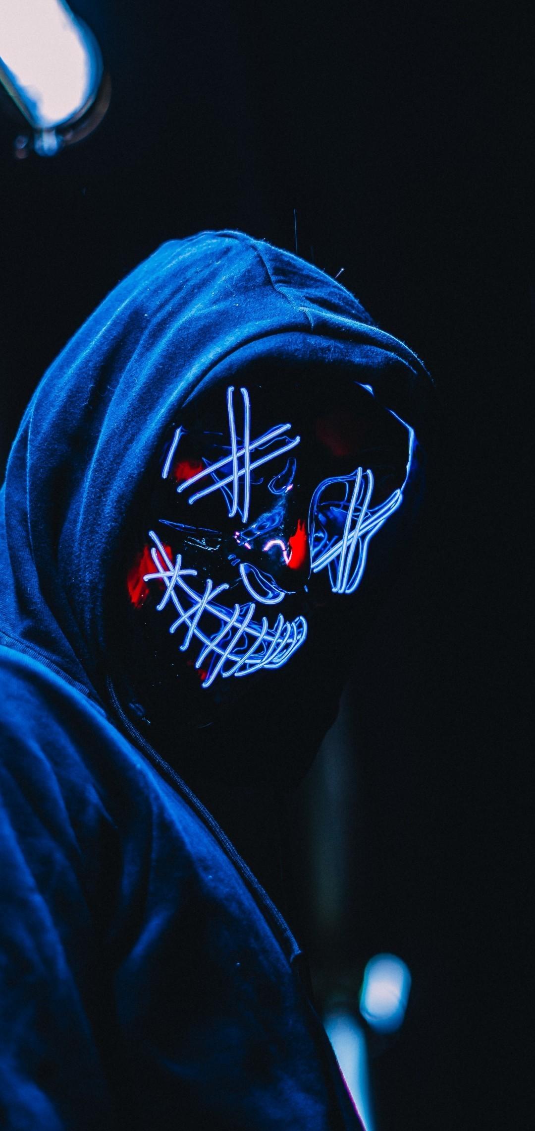 Download 1080x2280 Anonymous, Mask, Hoodie Wallpaper