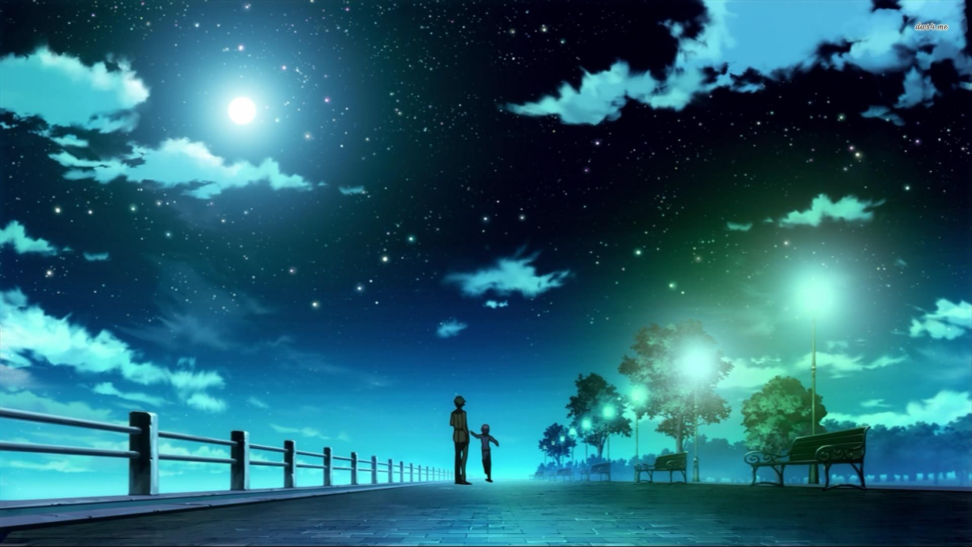 Anime Scenery At Night HD Wallpaper, 1920x1080