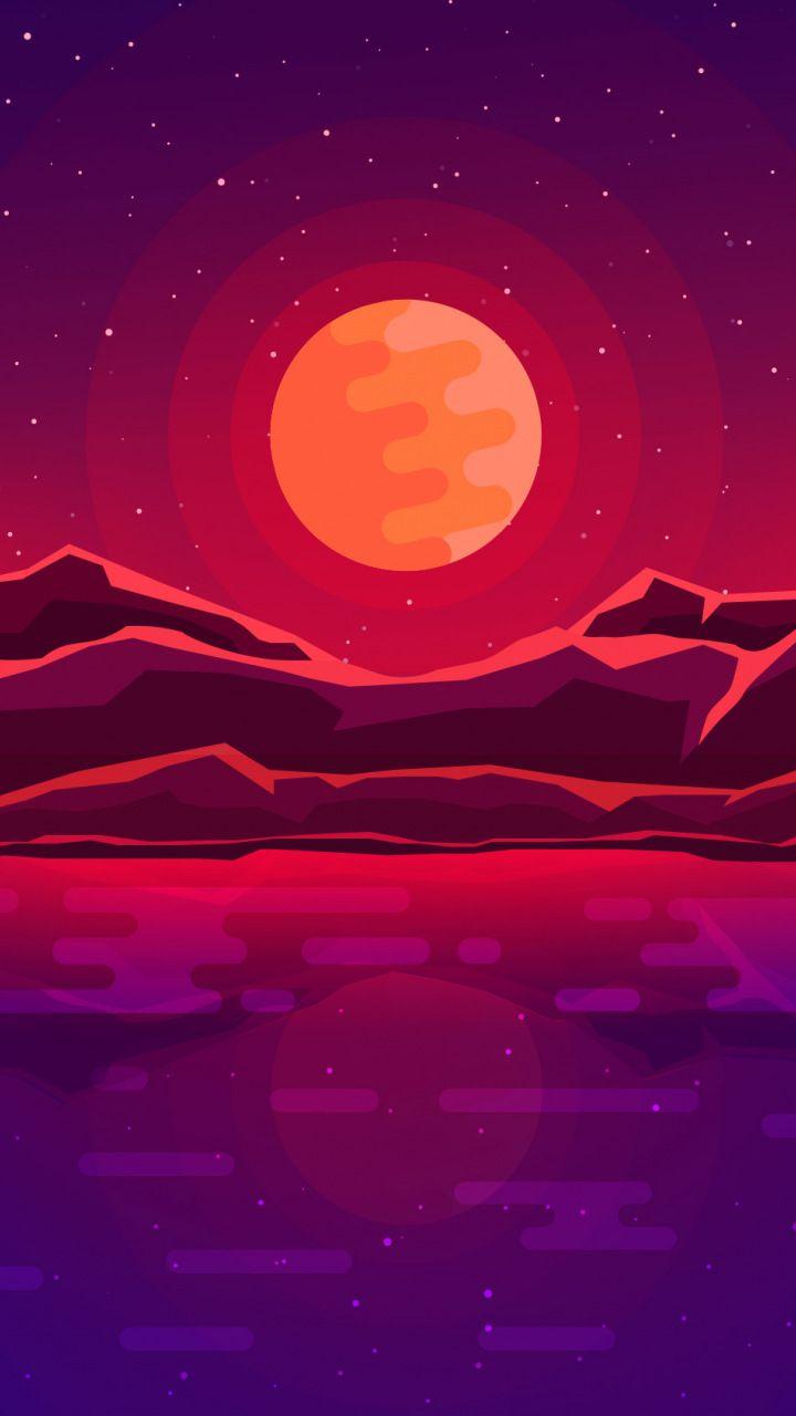 Moon rays, red space, sky, abstract, mountains, 720x1280 wallpaper. Mkbhd wallpaper, Abstract, Art wallpaper