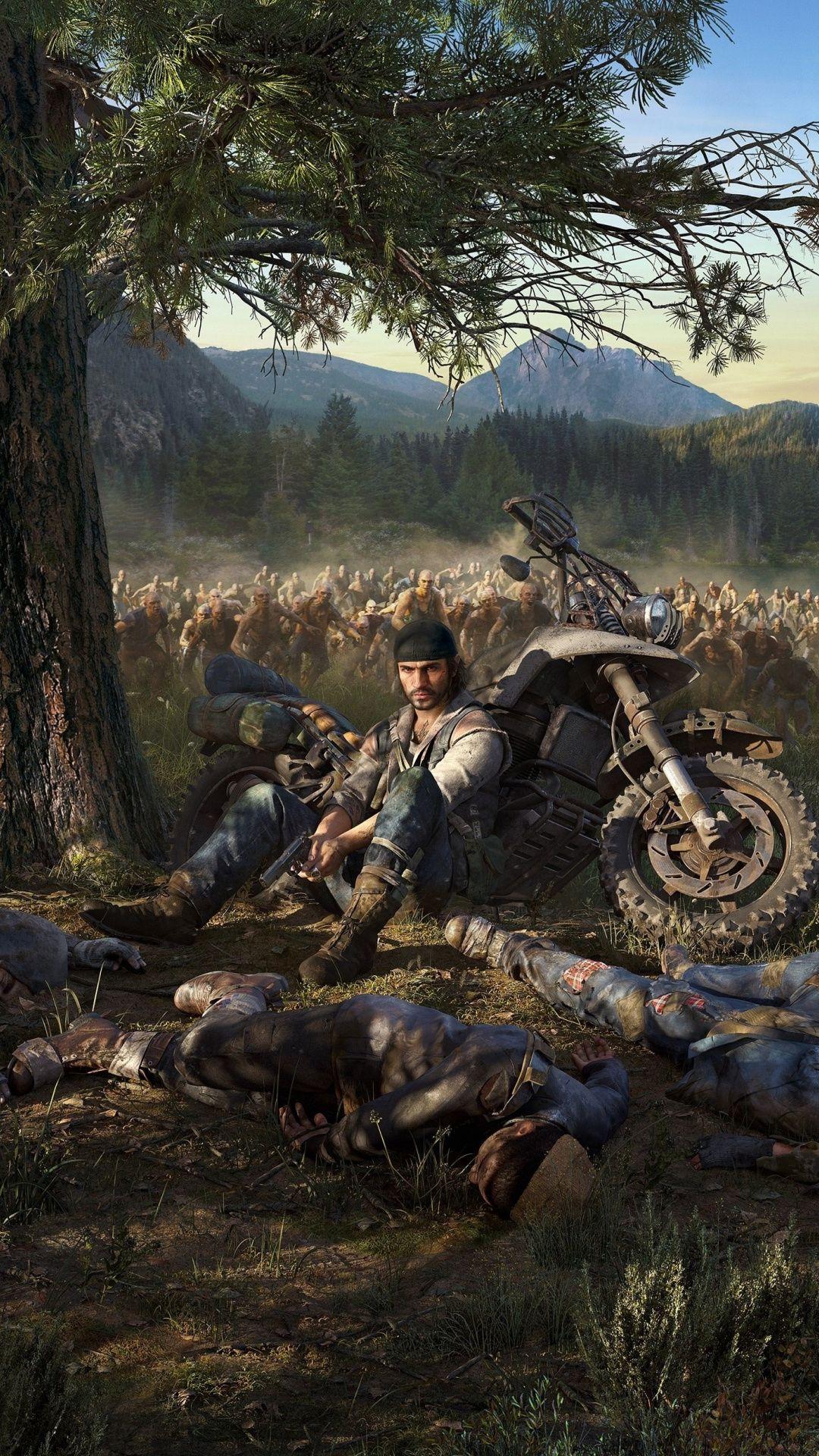 Biker, Days Gone, video game, zombies' attack, 1080x1920 wallpaper