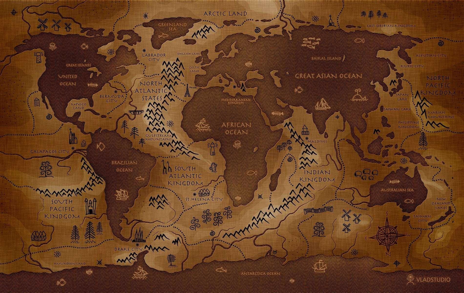 old timey eurasia map world map, World