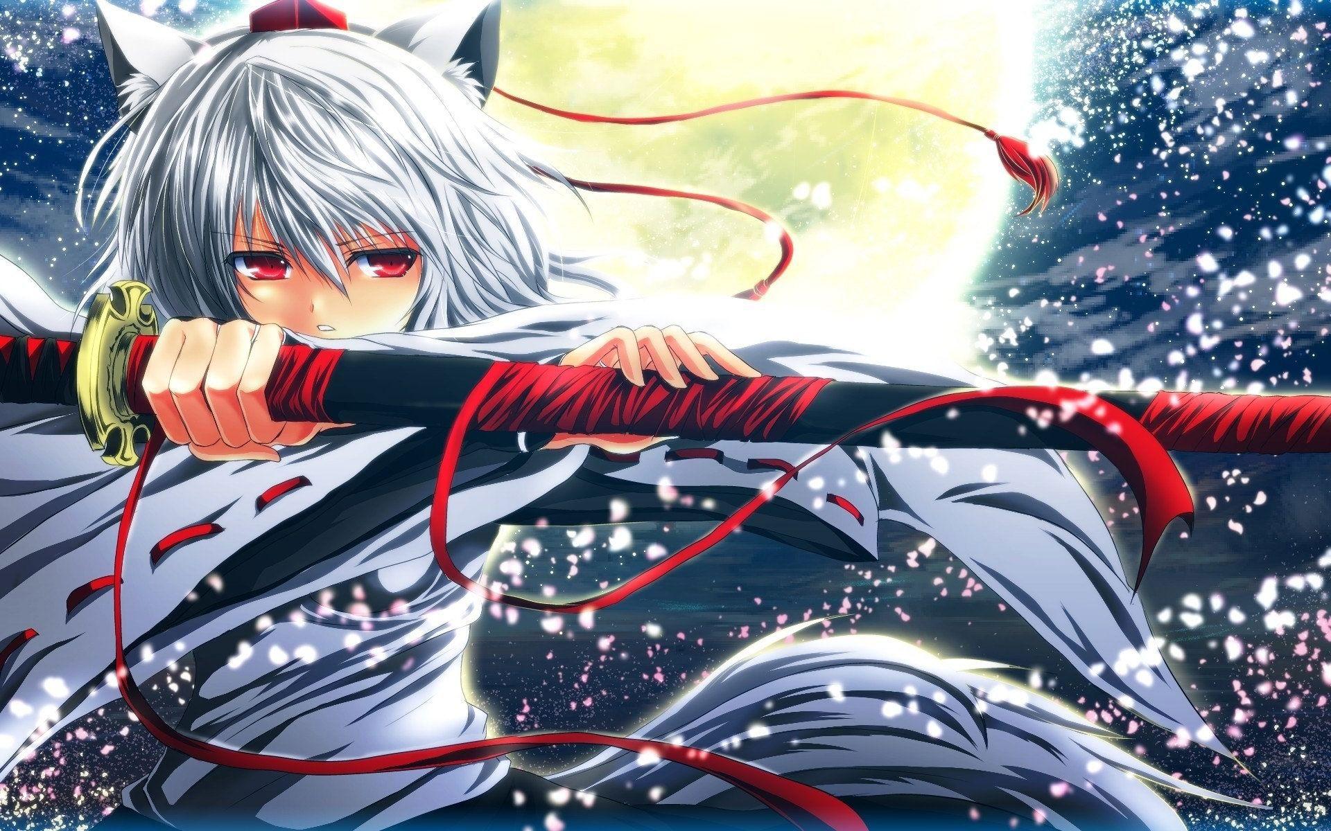 Anime Cat Girl Ears Sword Kimono HD Wallpaper in HD. Anime