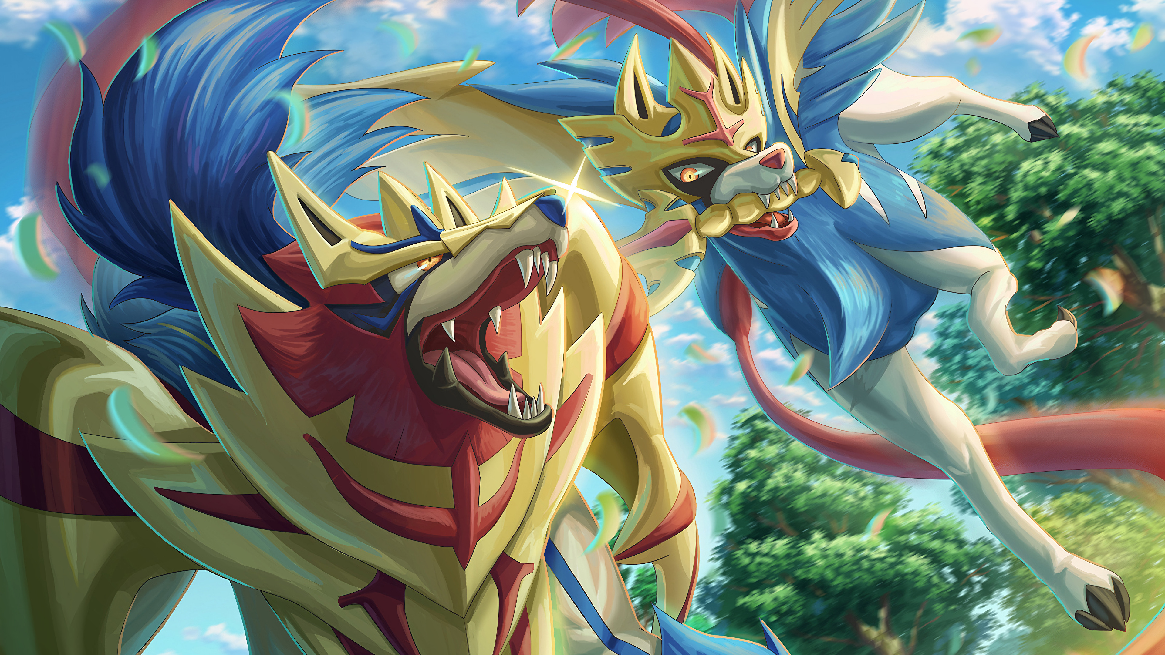 Zamazenta and Zacian from Pokemon Sword and Shield Anime Wallpaper 4k Ultra HD