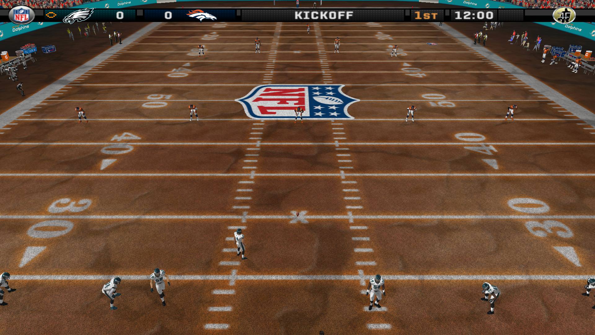 Brown field during Super Bowl