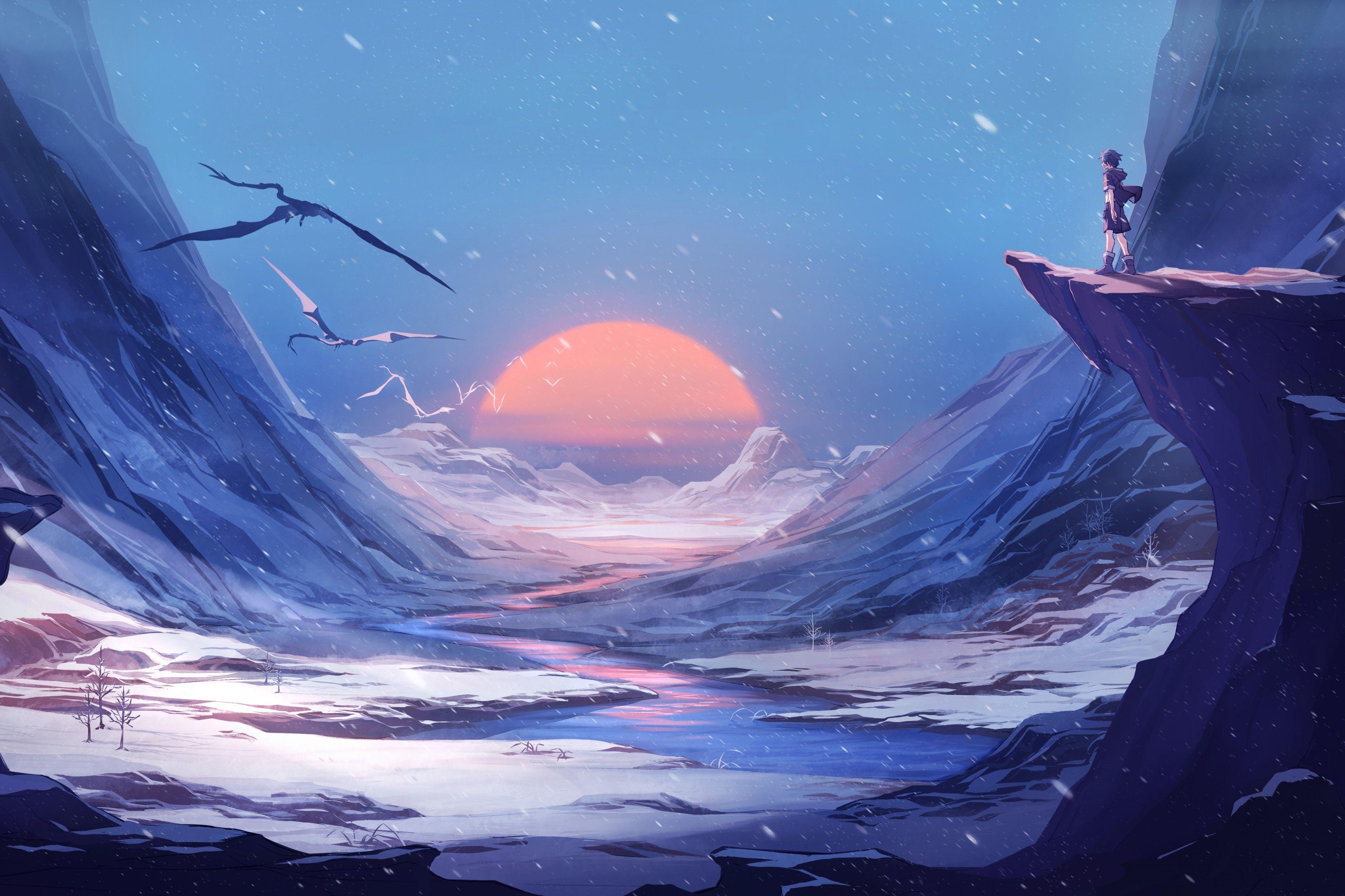 anime landscape snow