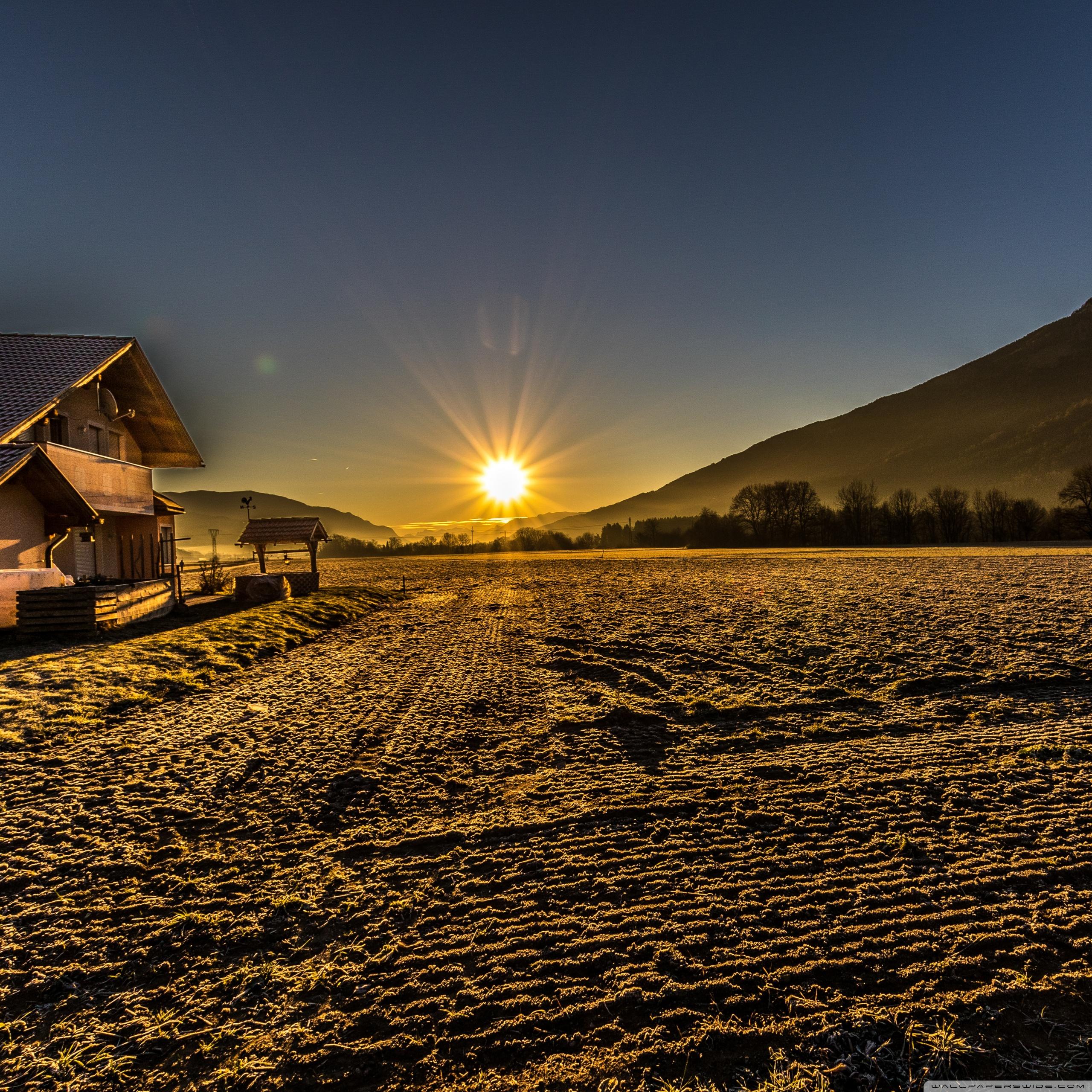 HDR Frosty Morning Sun Rise Ultra HD Desktop Background