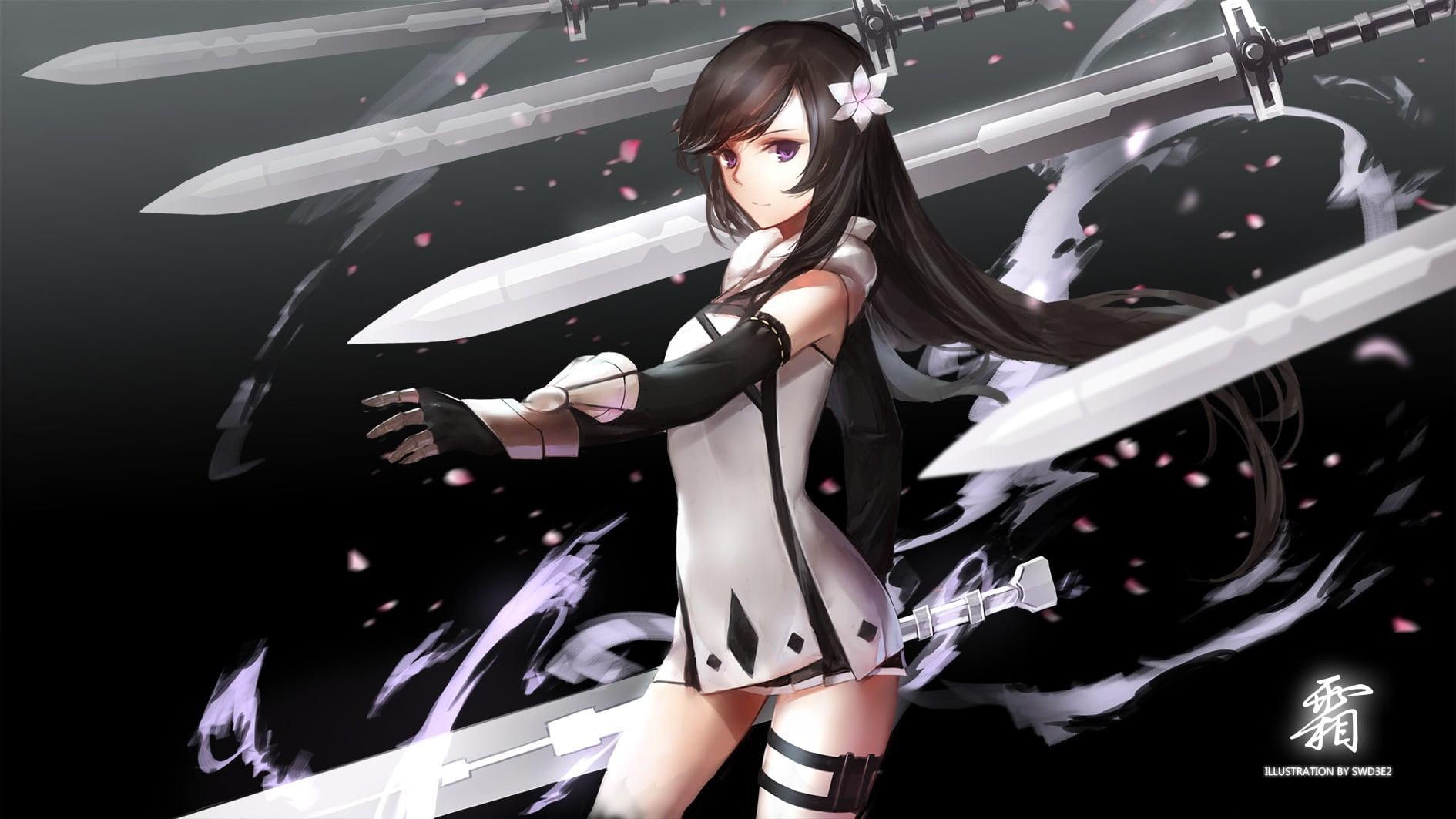 Anime girl character with sword wallpaper HD wallpaper. Wallpaper