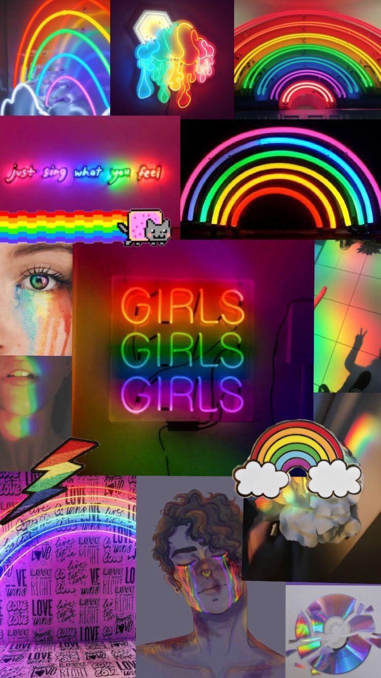 Neon rainbow lights aesthetic lights neon lights rainbows HD phone  wallpaper  Peakpx