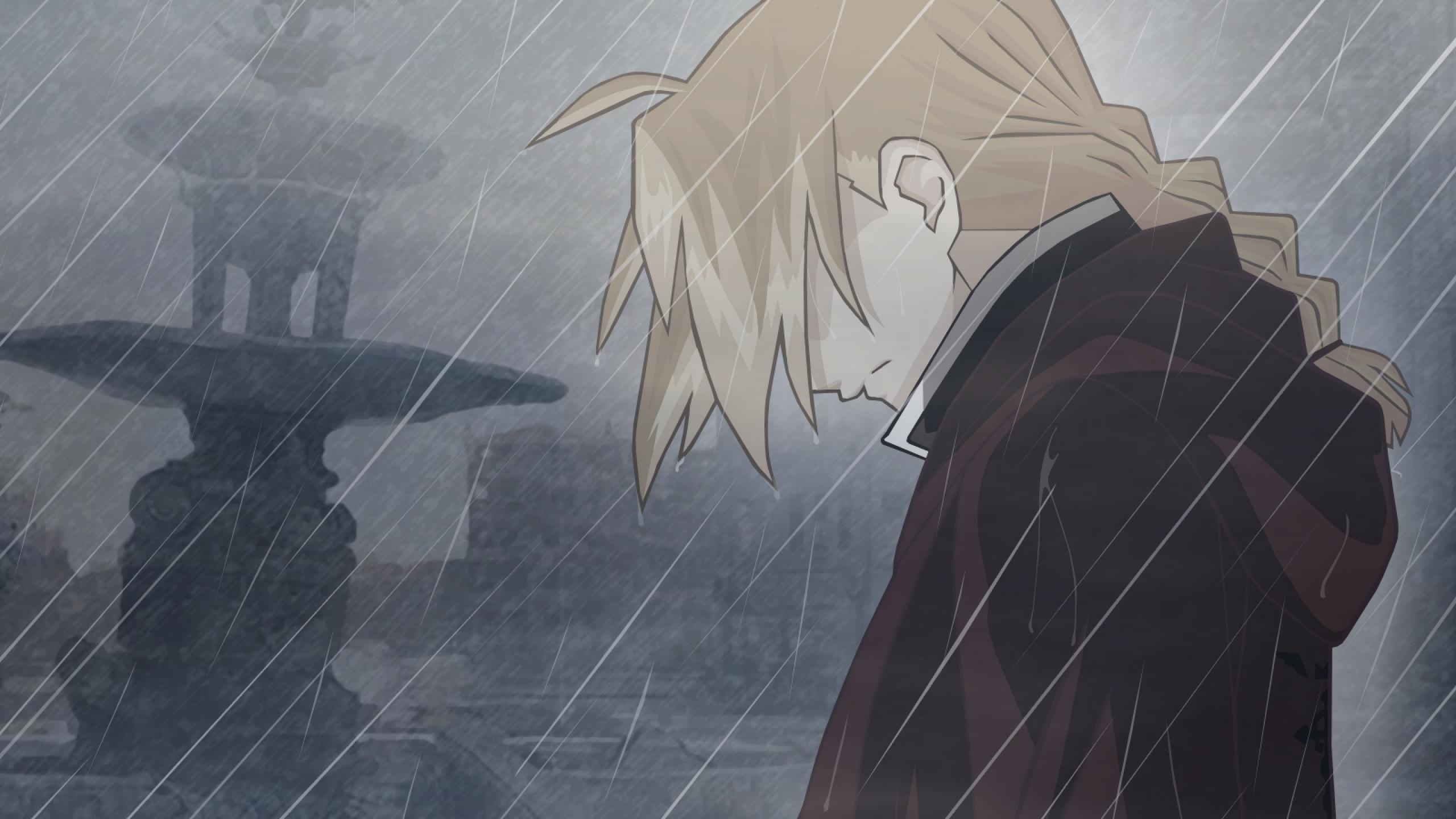 Elric Edward, EuAmo, Anime, Rain, Anime boys, Blonde