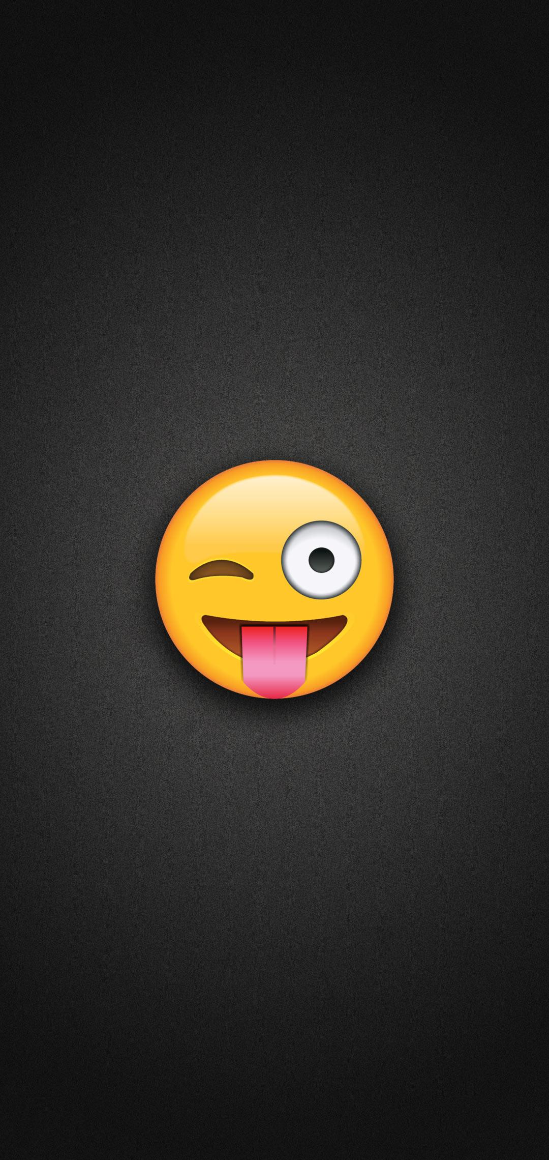 Tongue Out Emoji with Winking Eye Phone Wallpaper