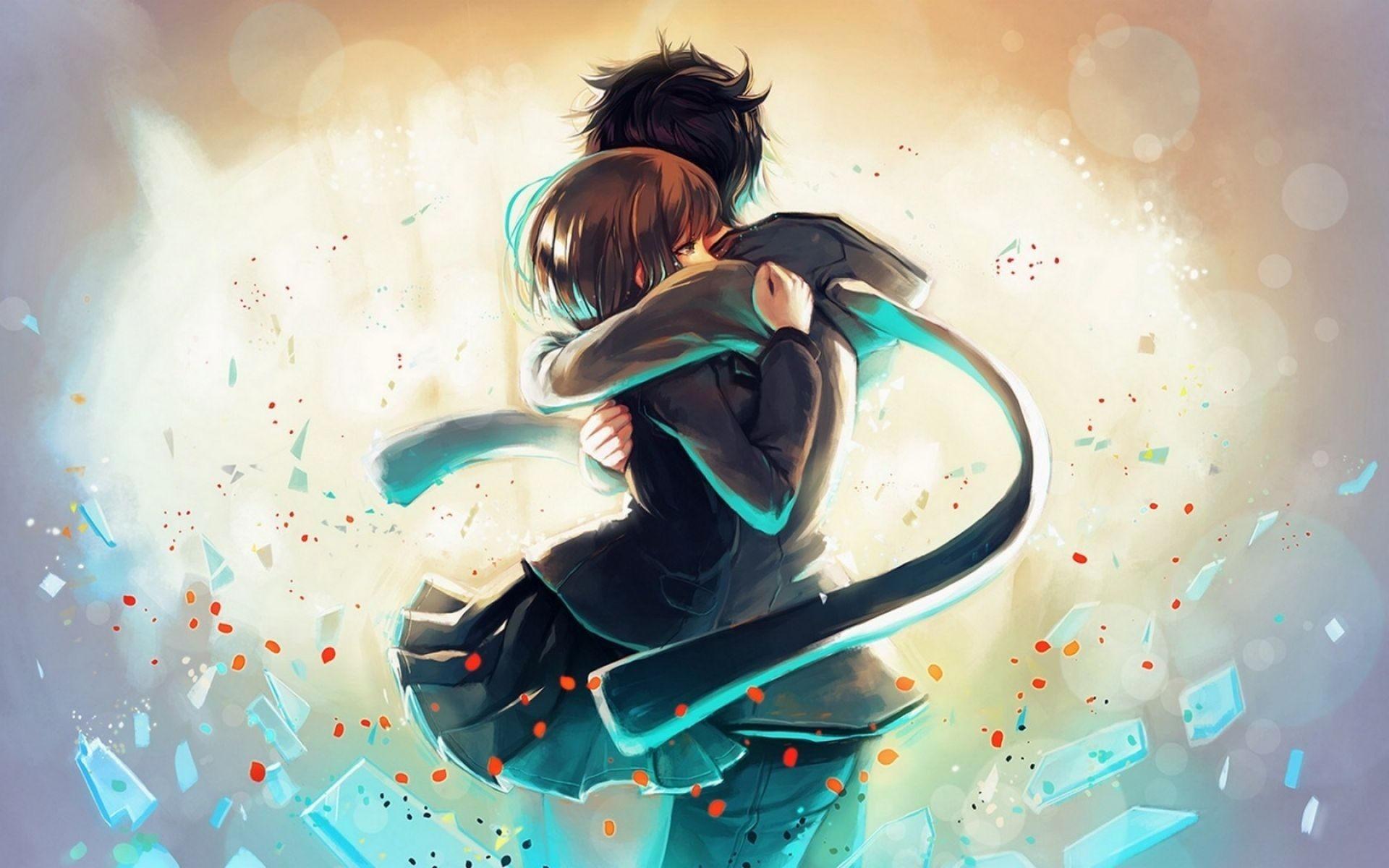 Anime couple hug HD wallpapers | Pxfuel