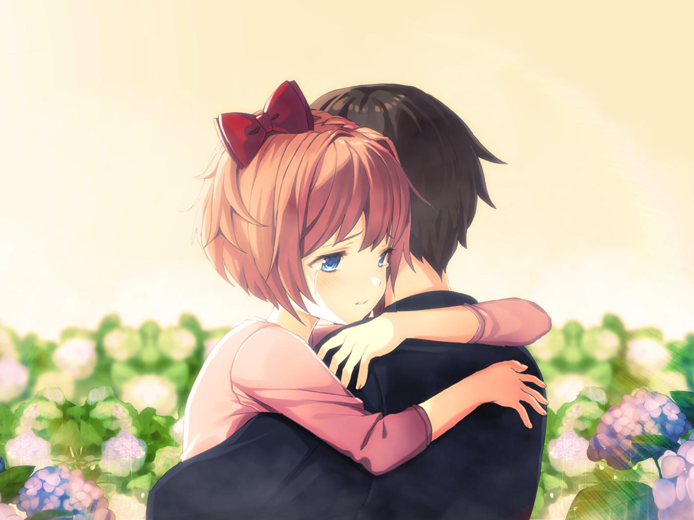 Cute Anime Couple Hug 1400x1050 Resolution HD 4k