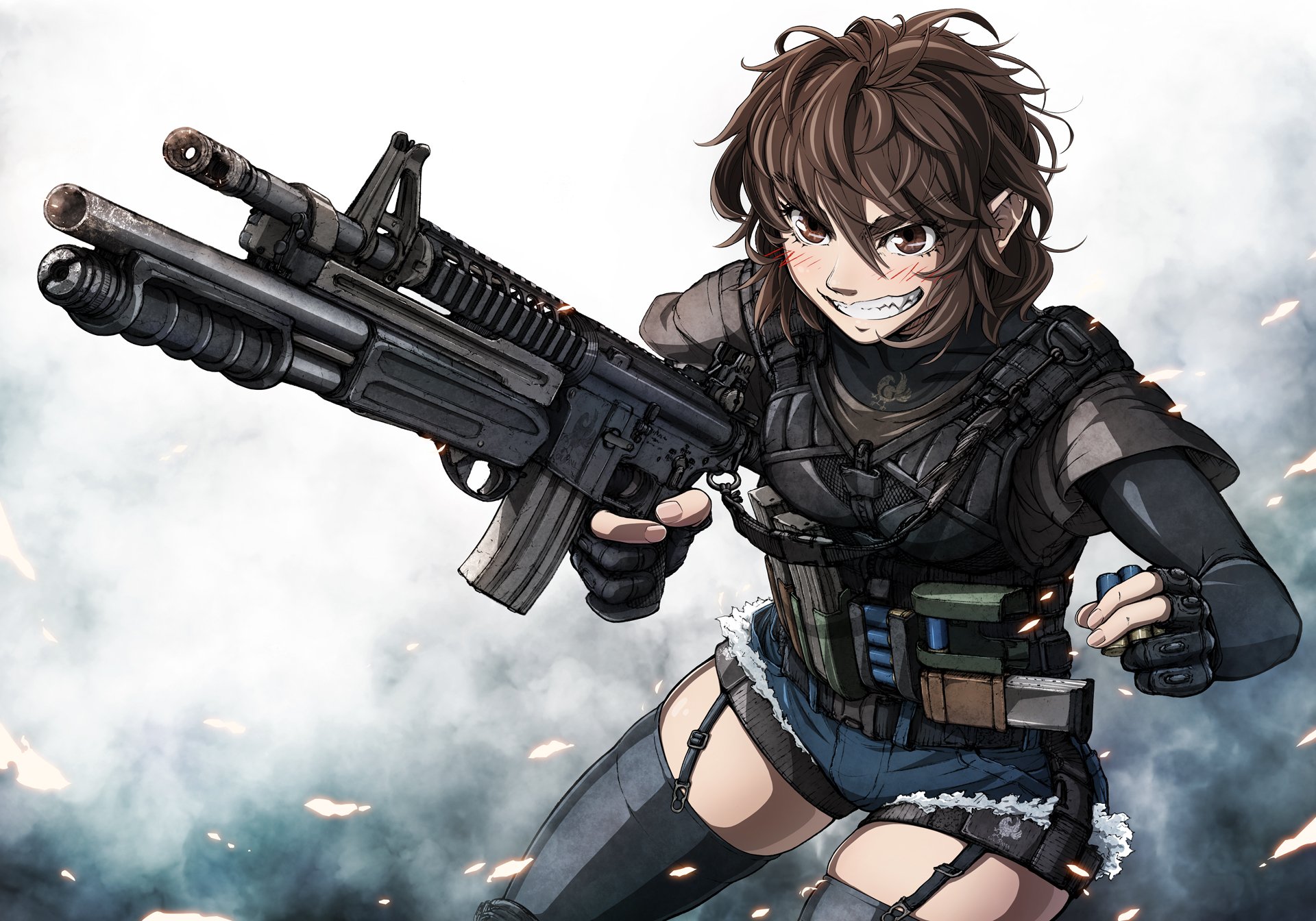 Anime Girl With Gun Wallpaperx1344