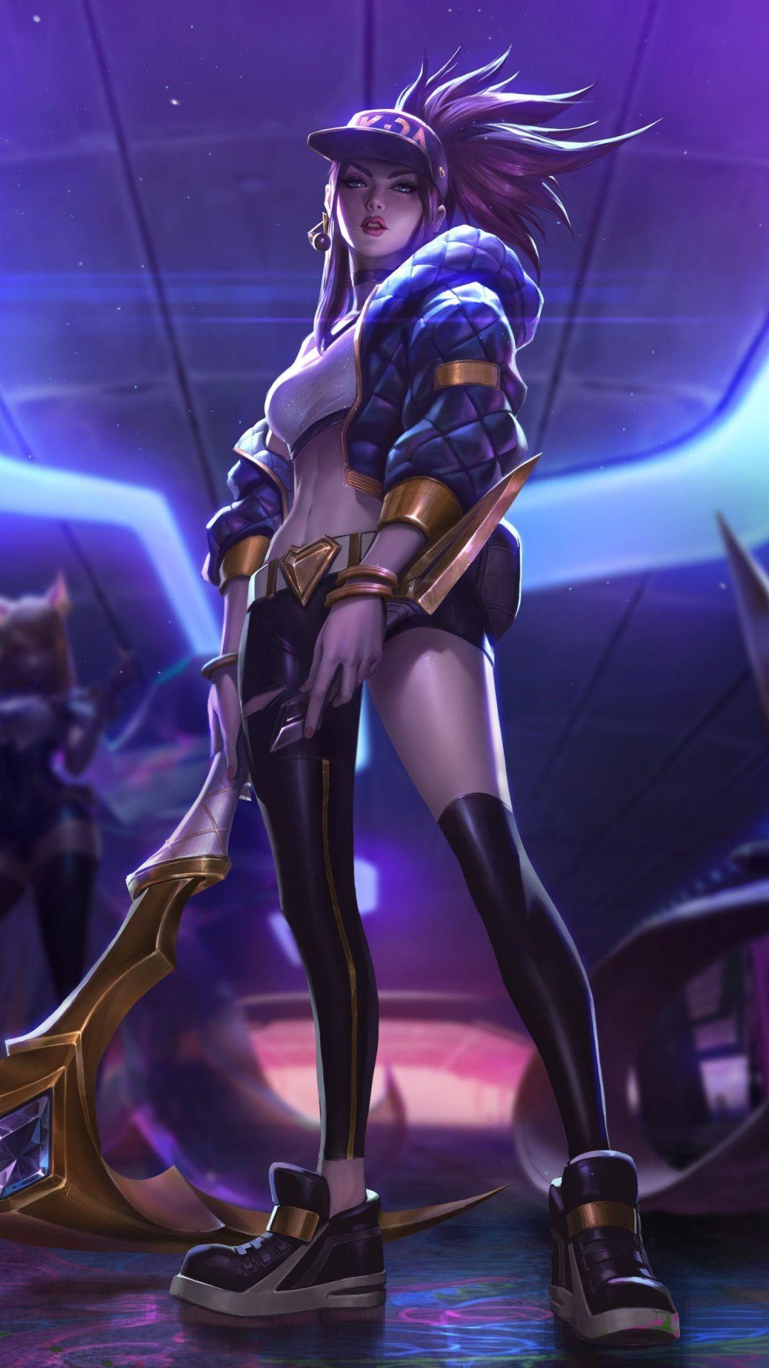 Akali, video game, League of Legends, art, 1080x1920