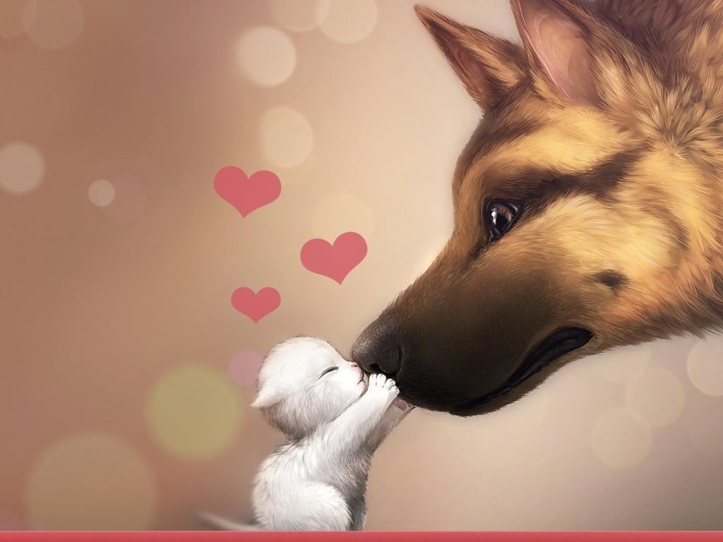 Free download Valentines Day Dog Cat Love HD wallpaper