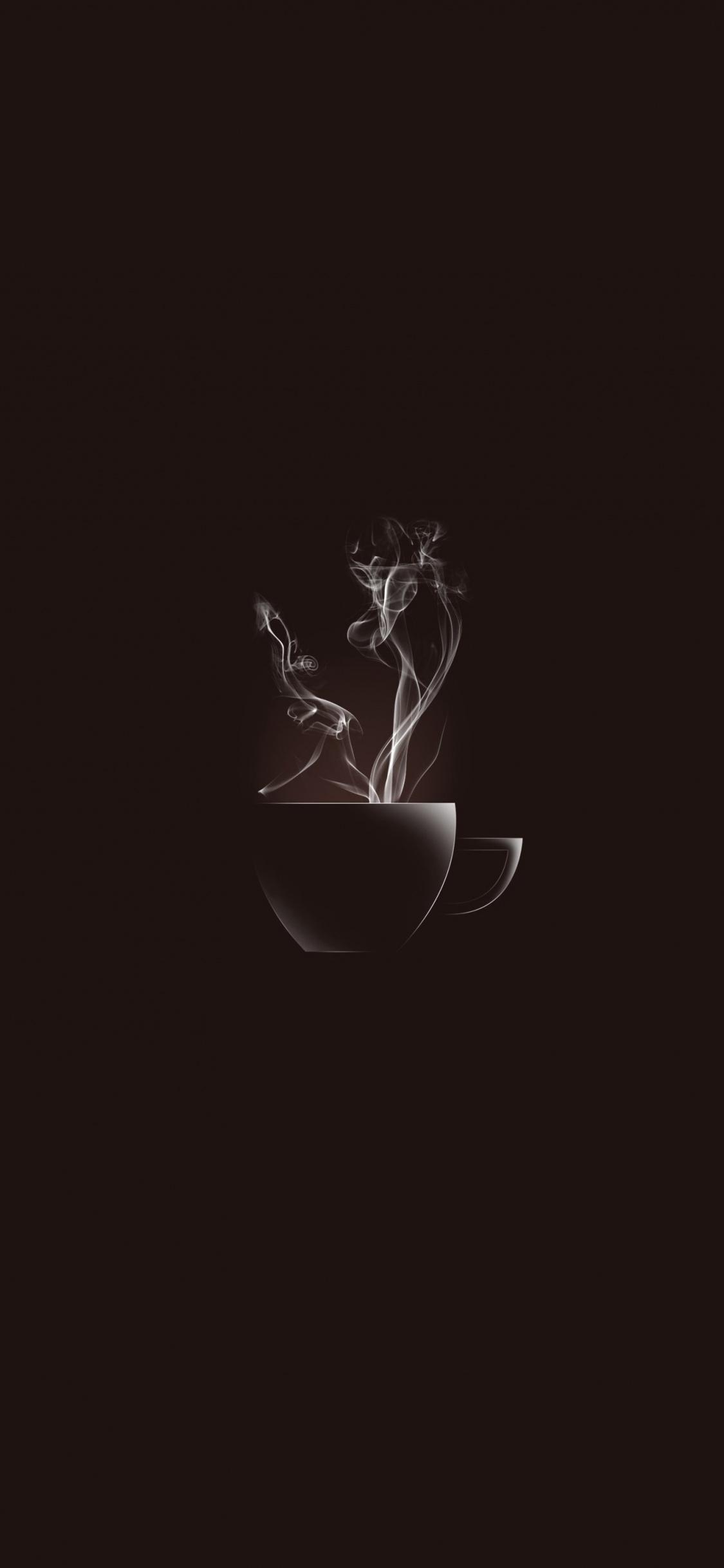 Download 1125x2436 wallpaper smoke, hot, coffee cup, minimal