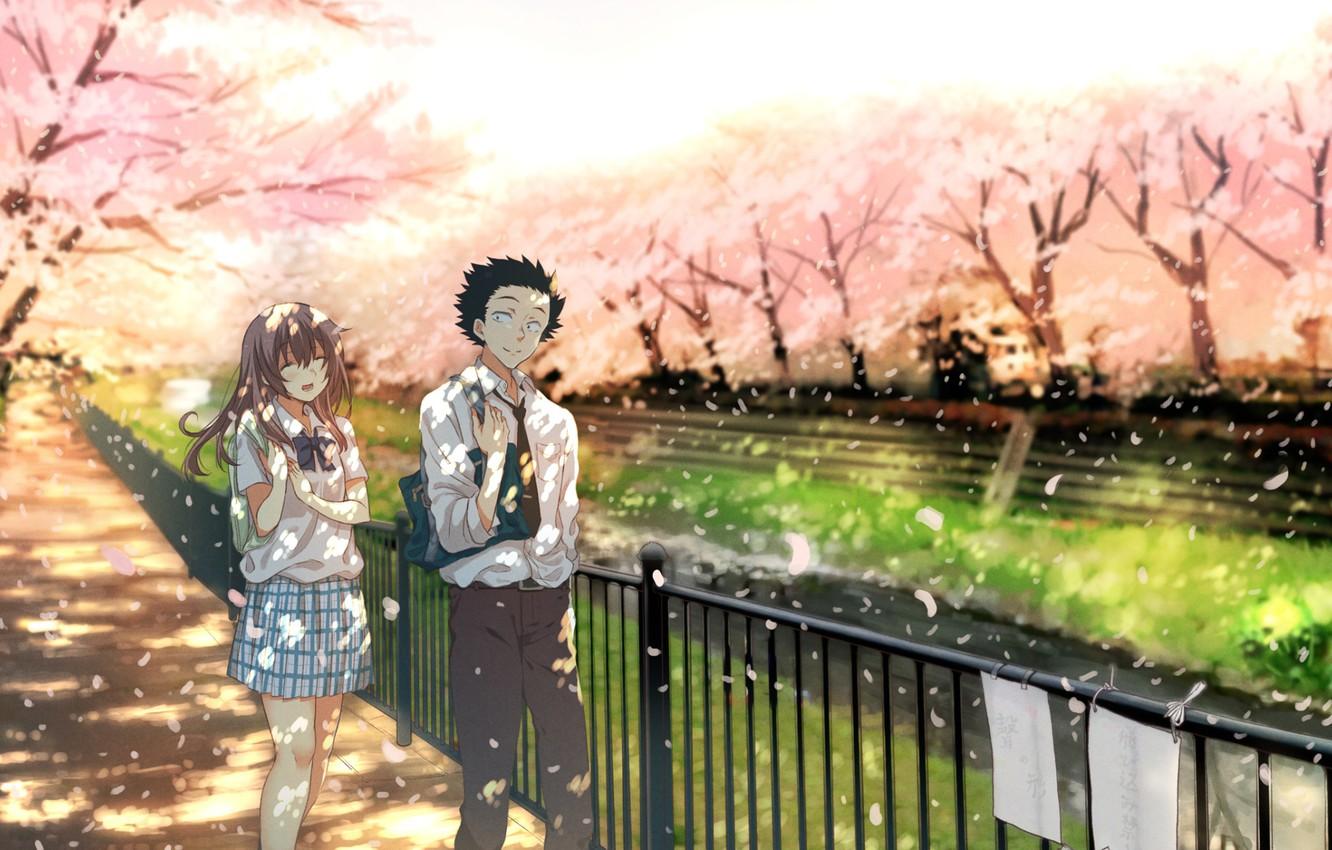 Wallpaper Nature, Movie, Manga, Couple, You no katachi, A silent voice, Shouya Ishida, The Shock Nishimiya image for desktop, section сёнэн