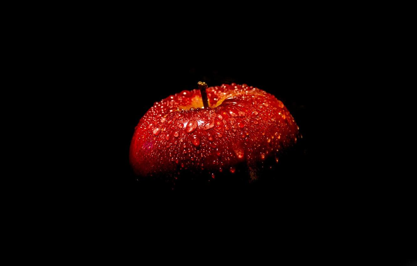 Wallpaper red, Apple, black background image for desktop