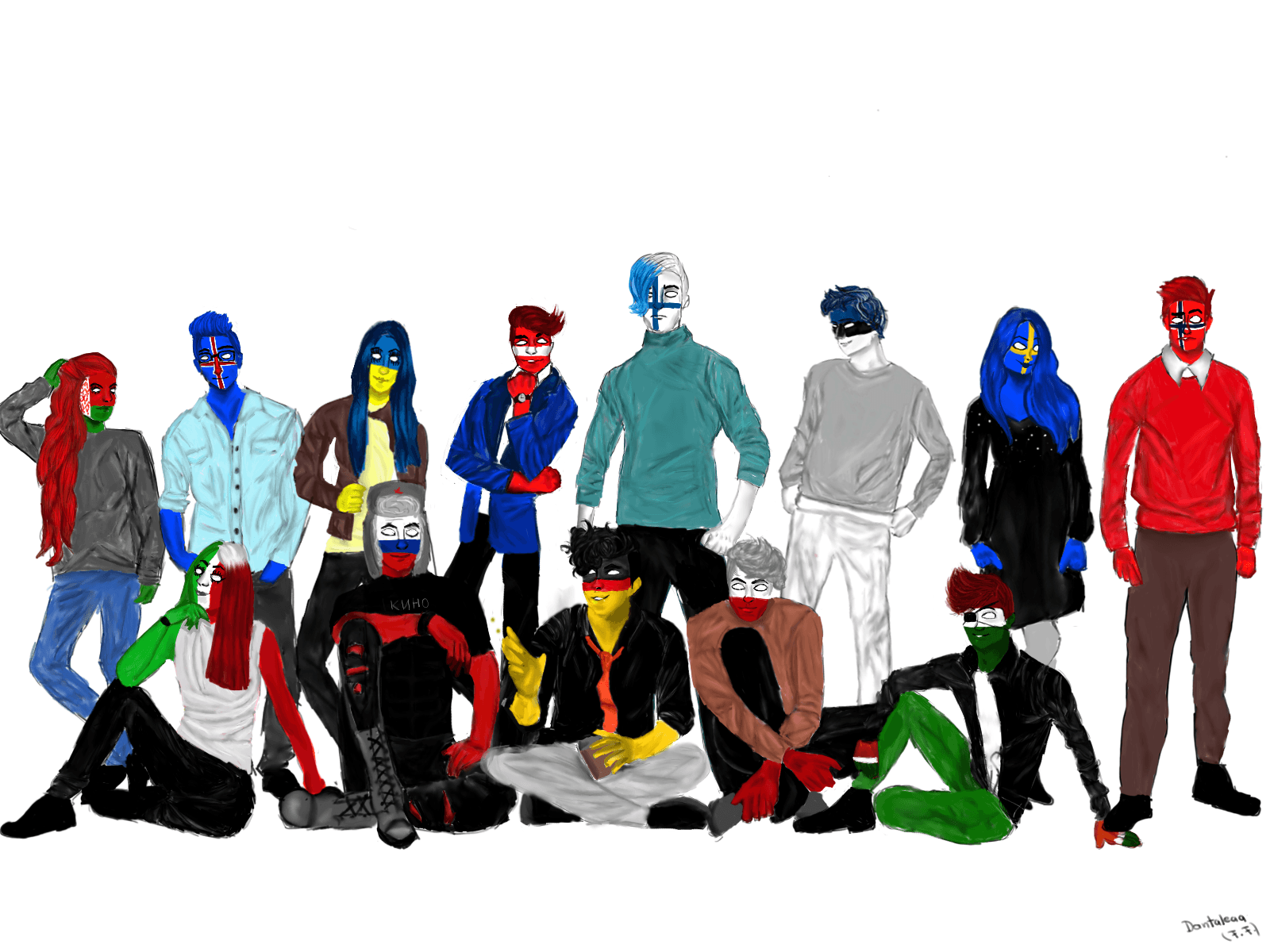 Countryhumans art Italy, Russia, Germany, Poland, Hungary