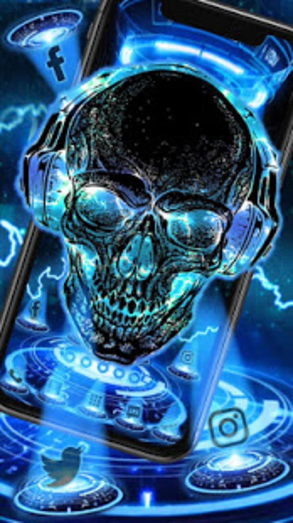 Neon Tech Skull Themes HD Wallpaper 3D Icon HD