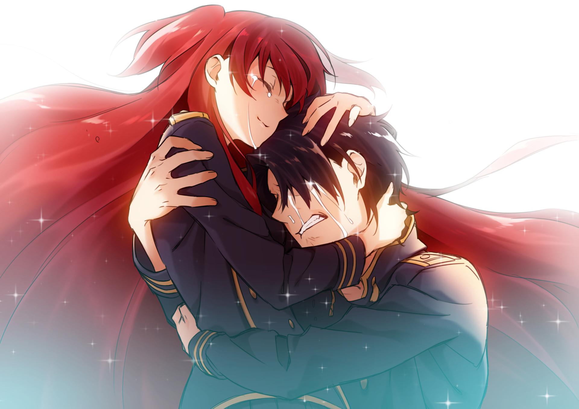 Anime couple back hug romance sadness teary eyes Anime HD phone  wallpaper  Peakpx