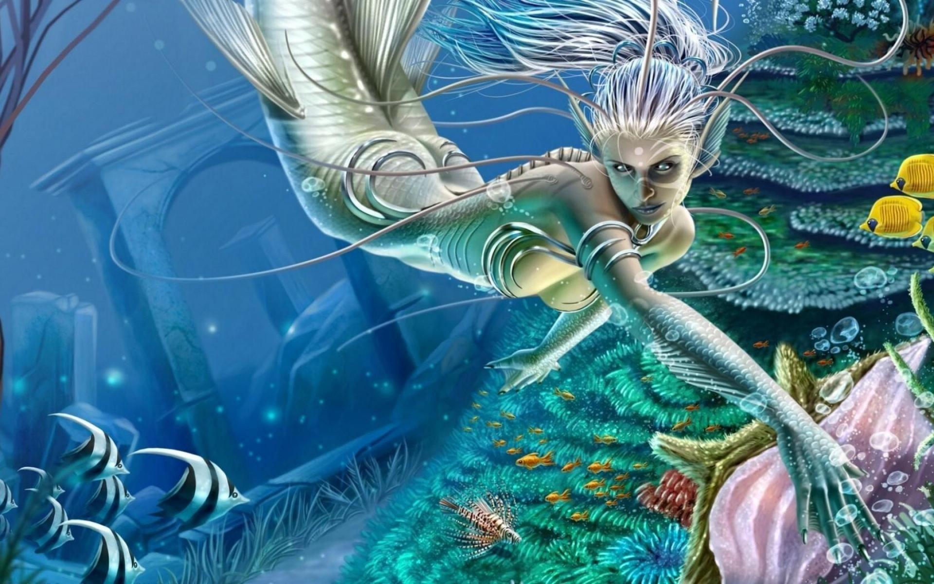 Desktop Wallpaper Fantasy Mermaid Free Beautiful 1920x1200PX