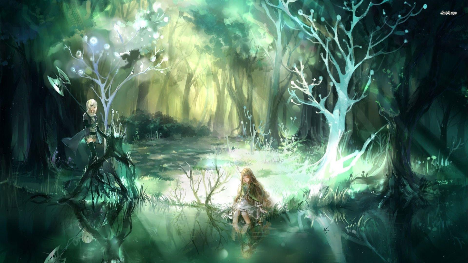 Pixies in the forest wallpaper. Fantasia, Anime scenery