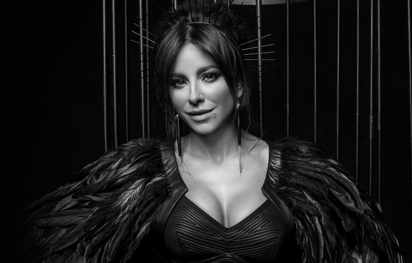 Wallpaper black and white, Eyes, Background, Ani Lorak, Ani