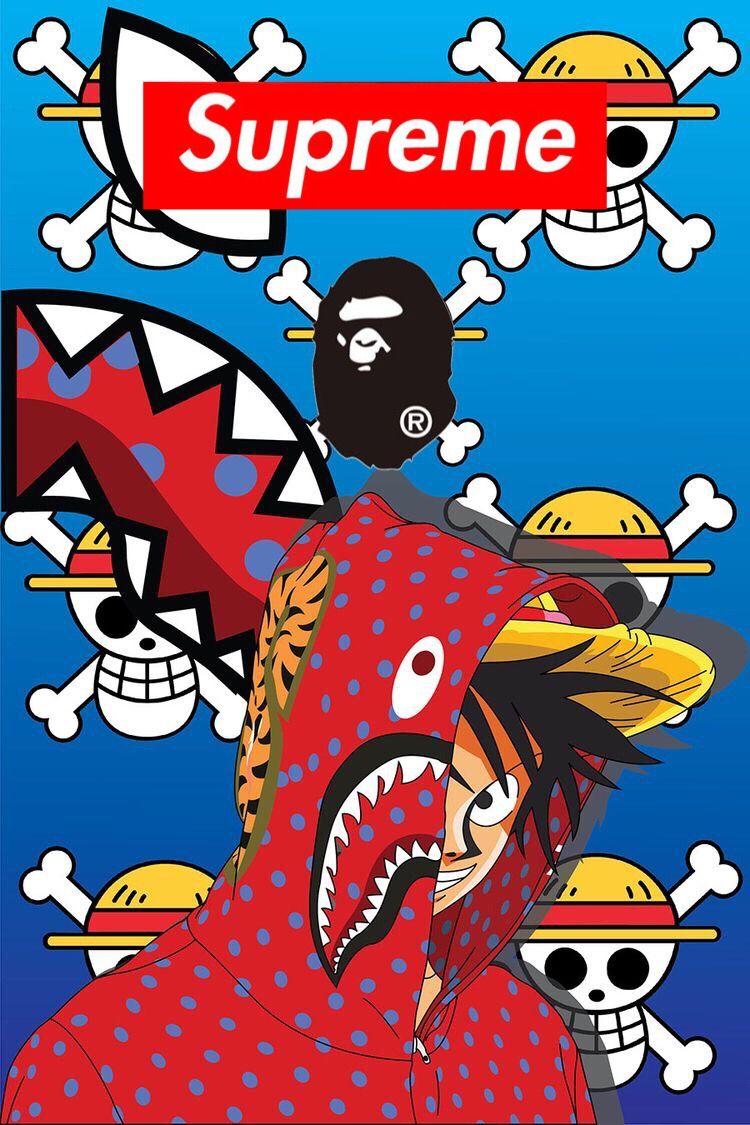 Supreme×ape×one Piece Naruto Wallpaper, iPhone Wallpaper