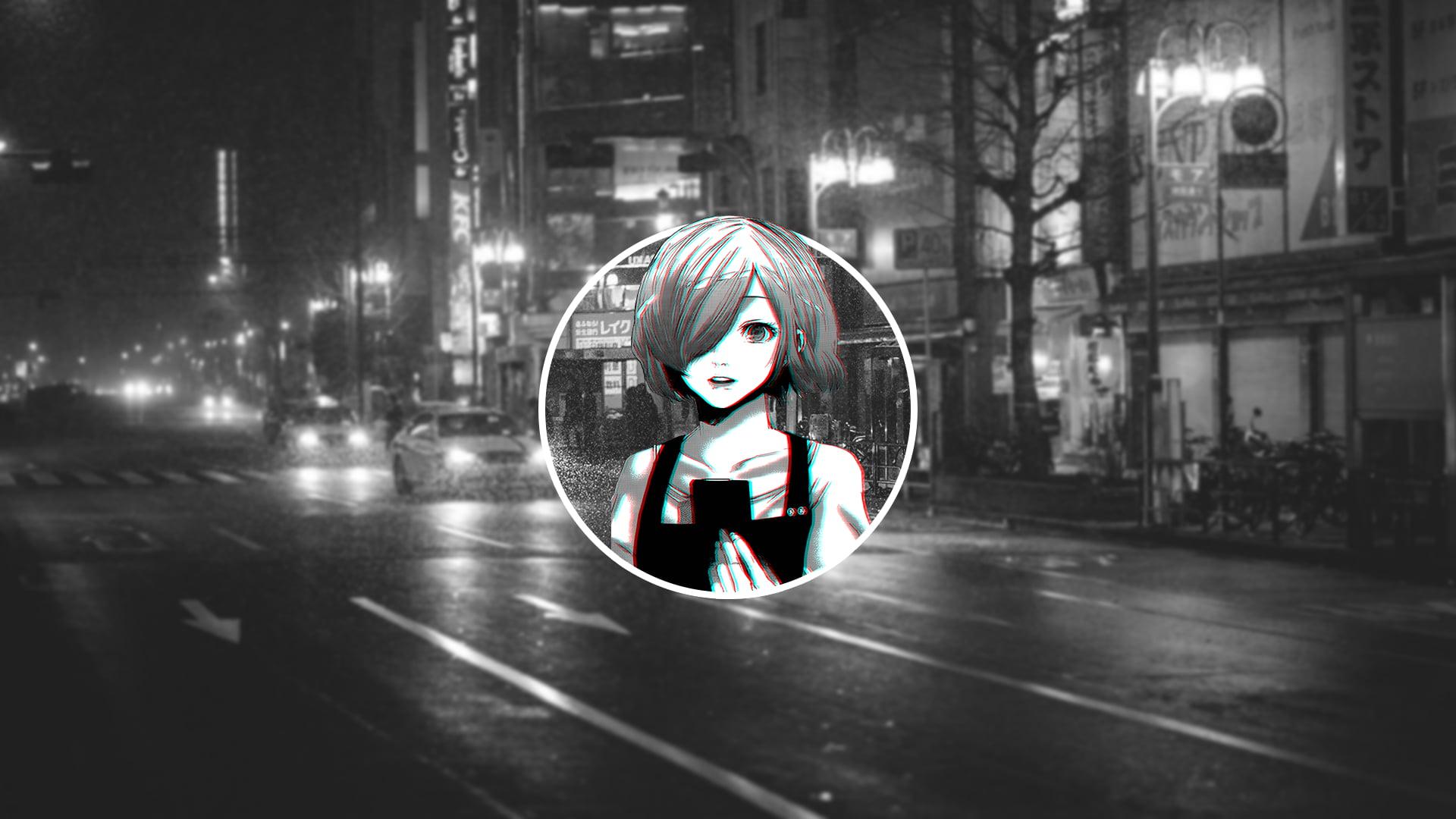 Grayscale photo of woman anime HD wallpaper