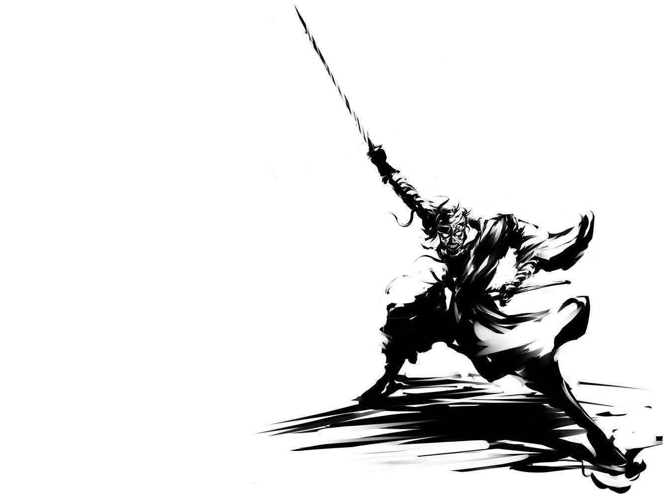 Rurouni Kenshin Shishio Makoto anime black and white