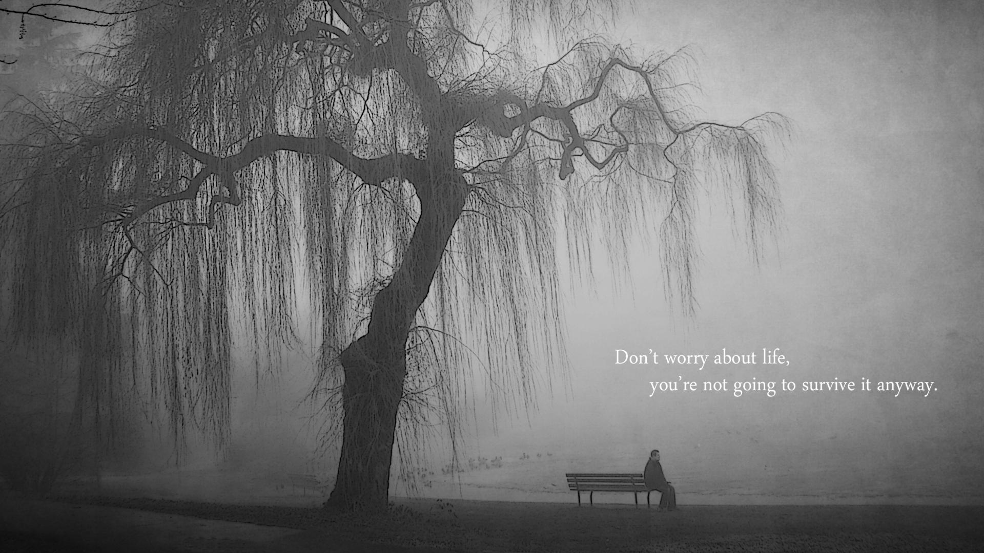 Free download quotes Bench Lonely Grayscale Lakes Wallpaper