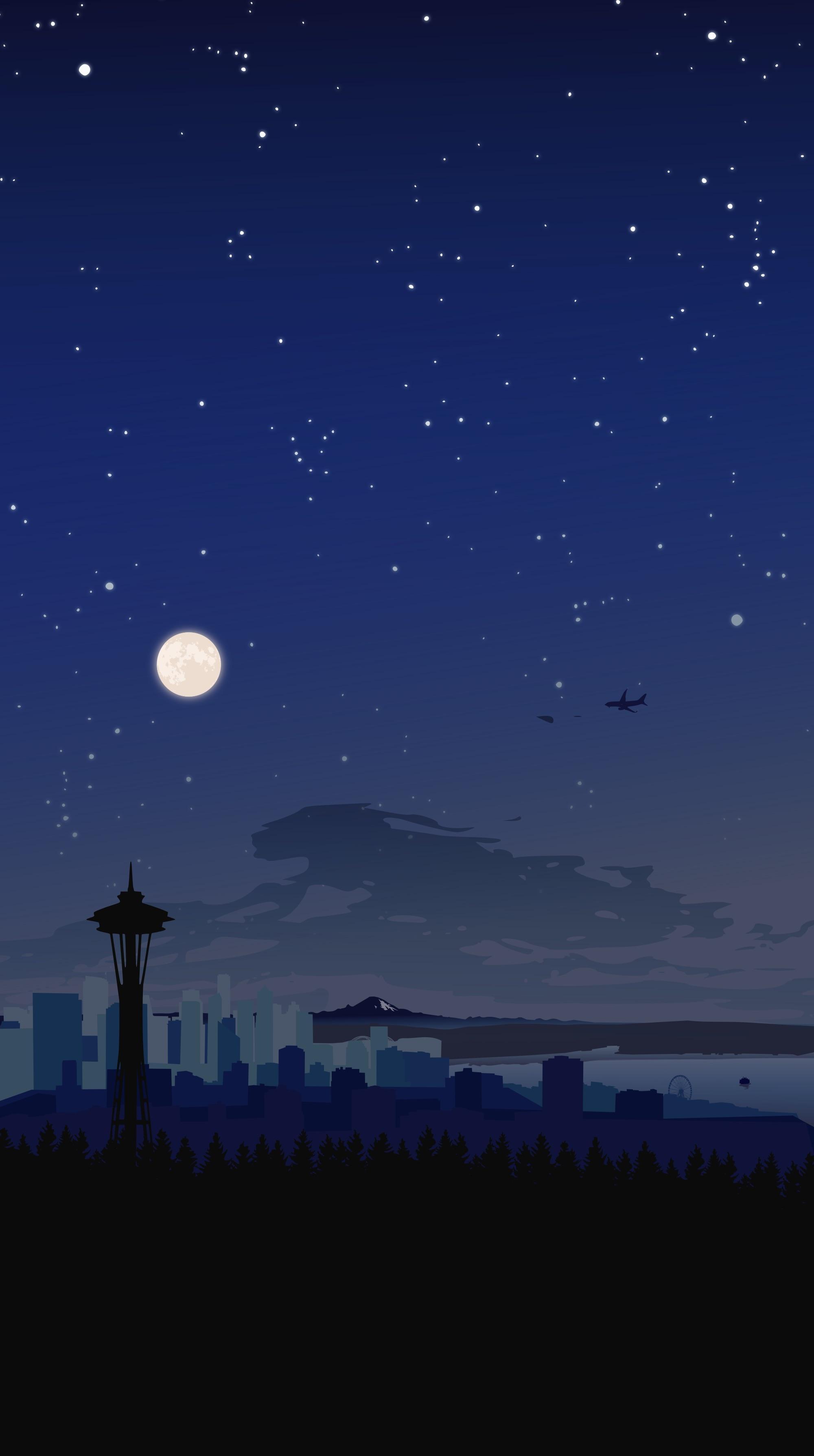 I made a night time Seattle Mobile wallpaper! [OC]