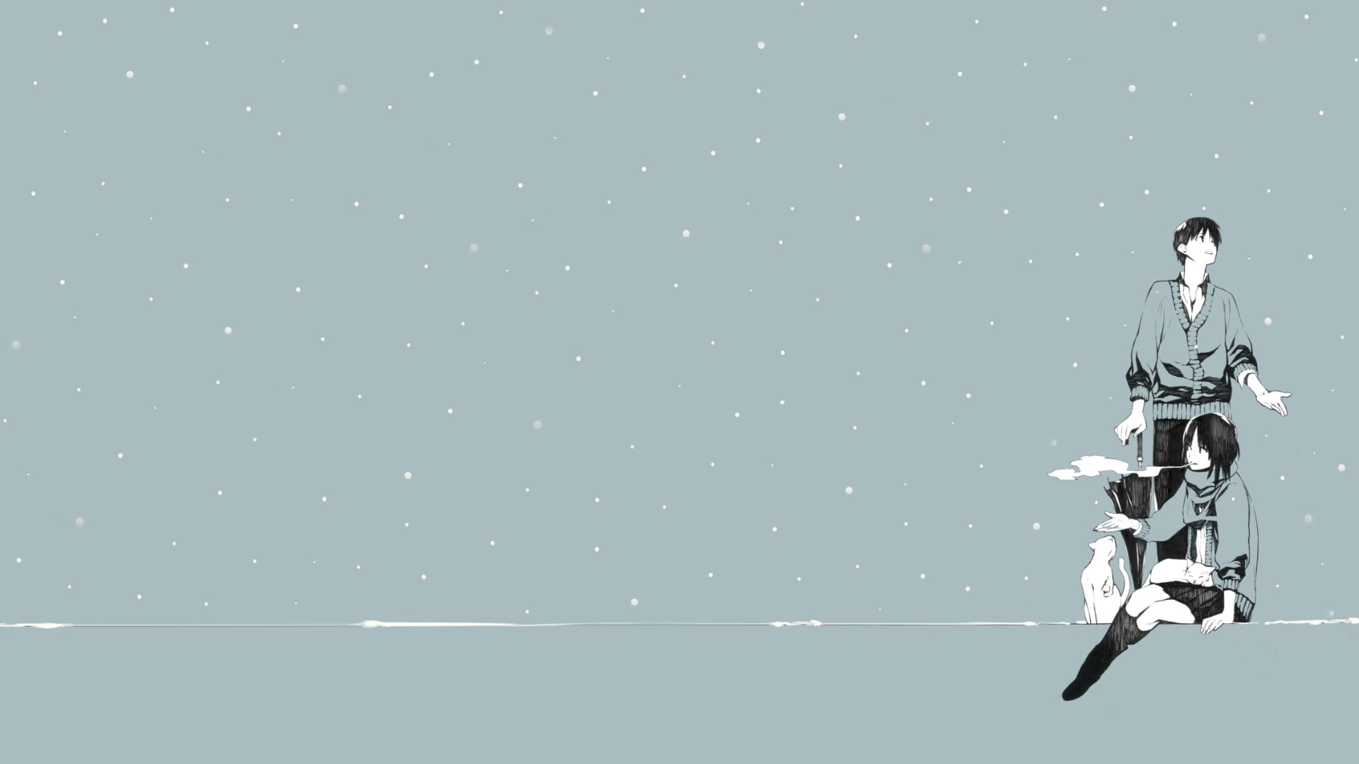White and gray paper cutter, winter, original characters