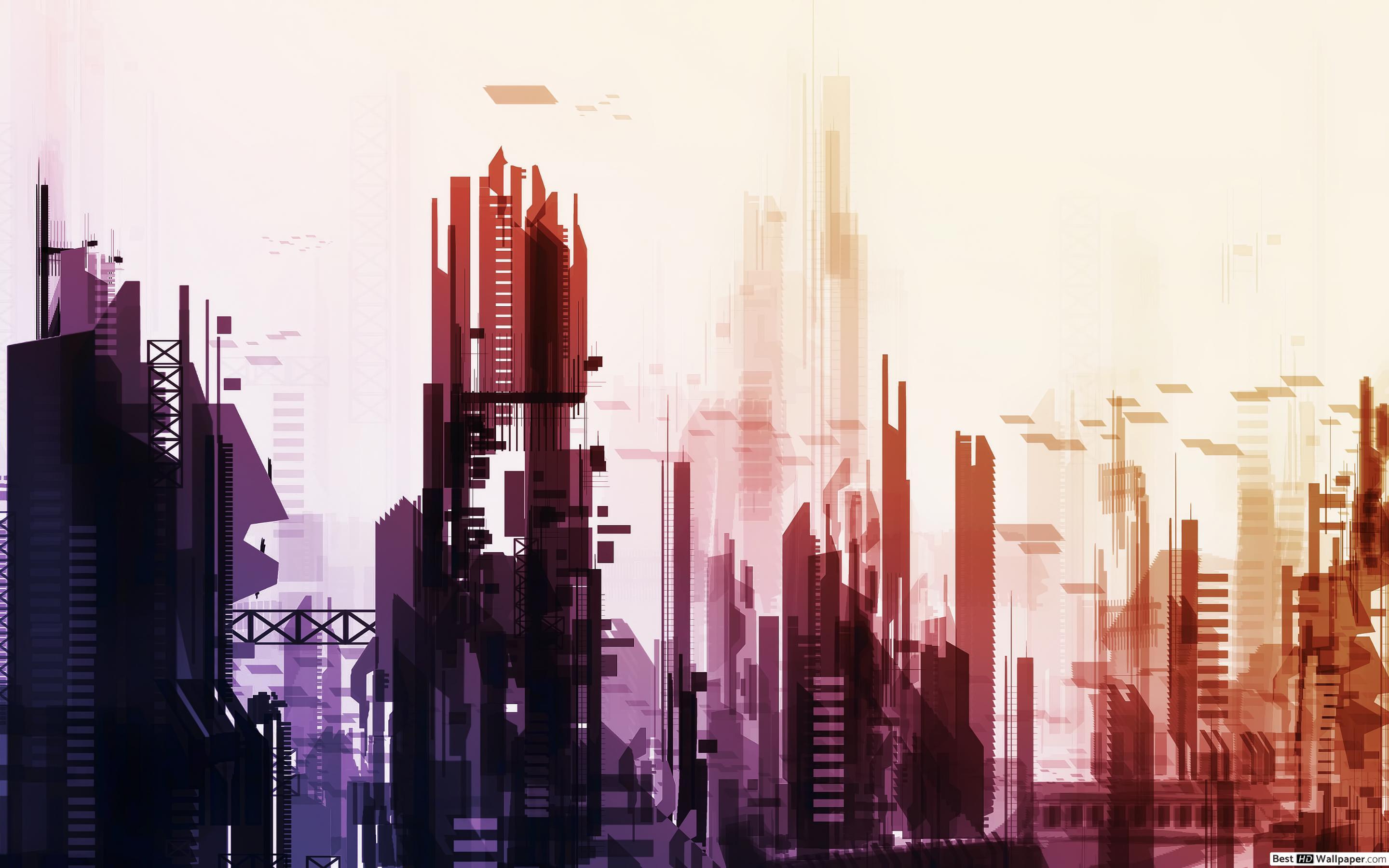 Futuristic cityscape HD wallpaper download
