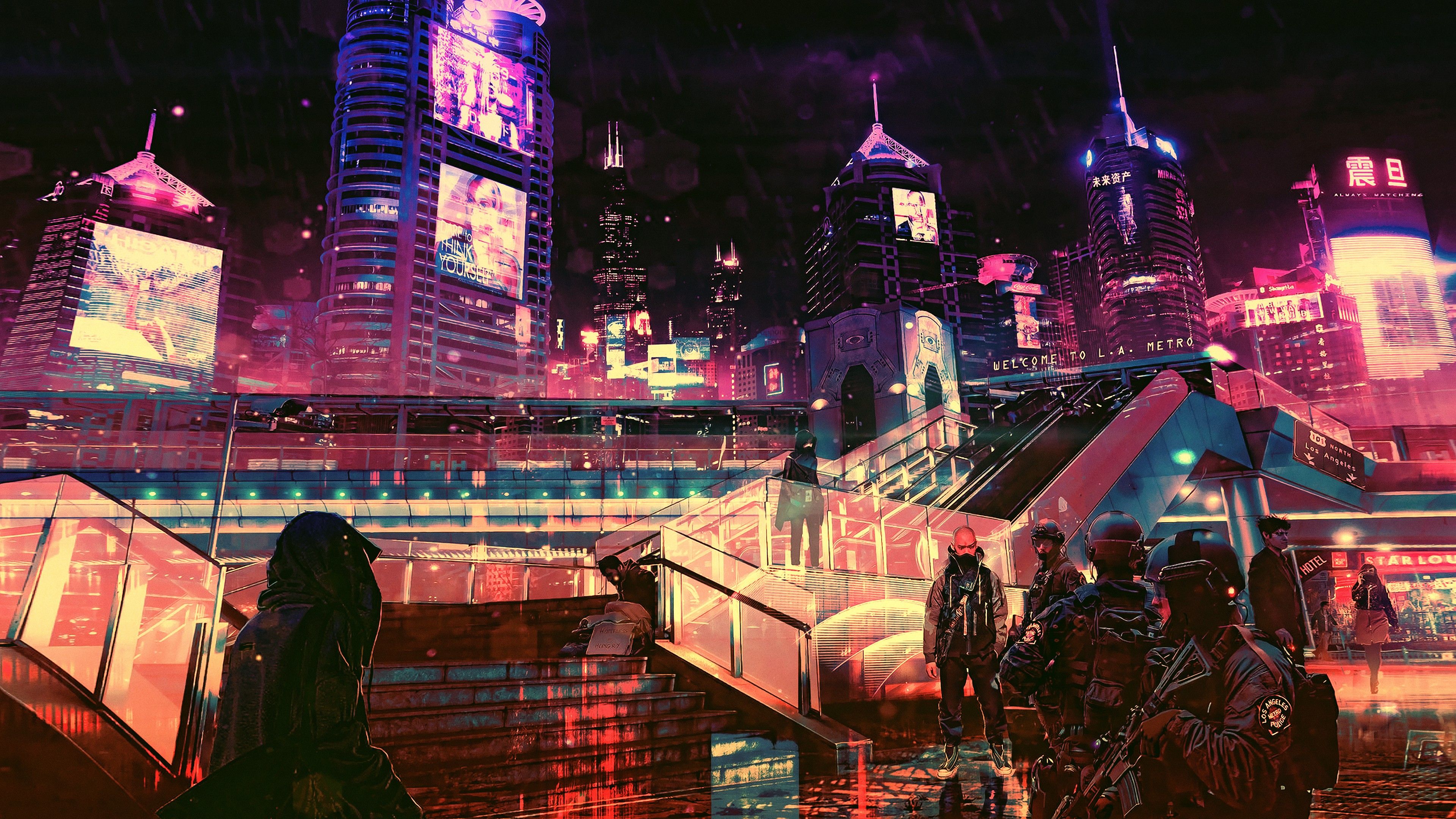 futuristic cyberpunk future world 4K. Wallpaper
