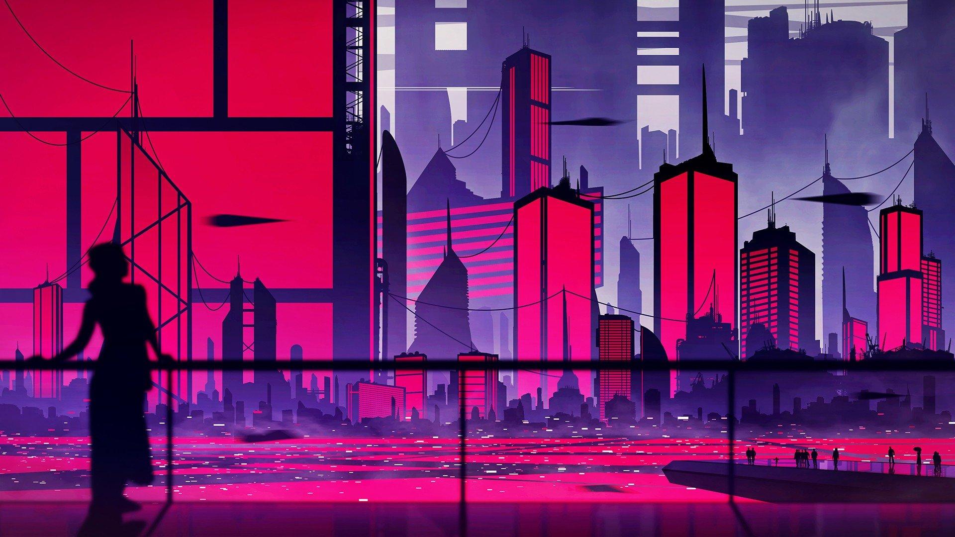 Pink Futuristic City Desktop Wallpapers Wallpaper Cav - vrogue.co